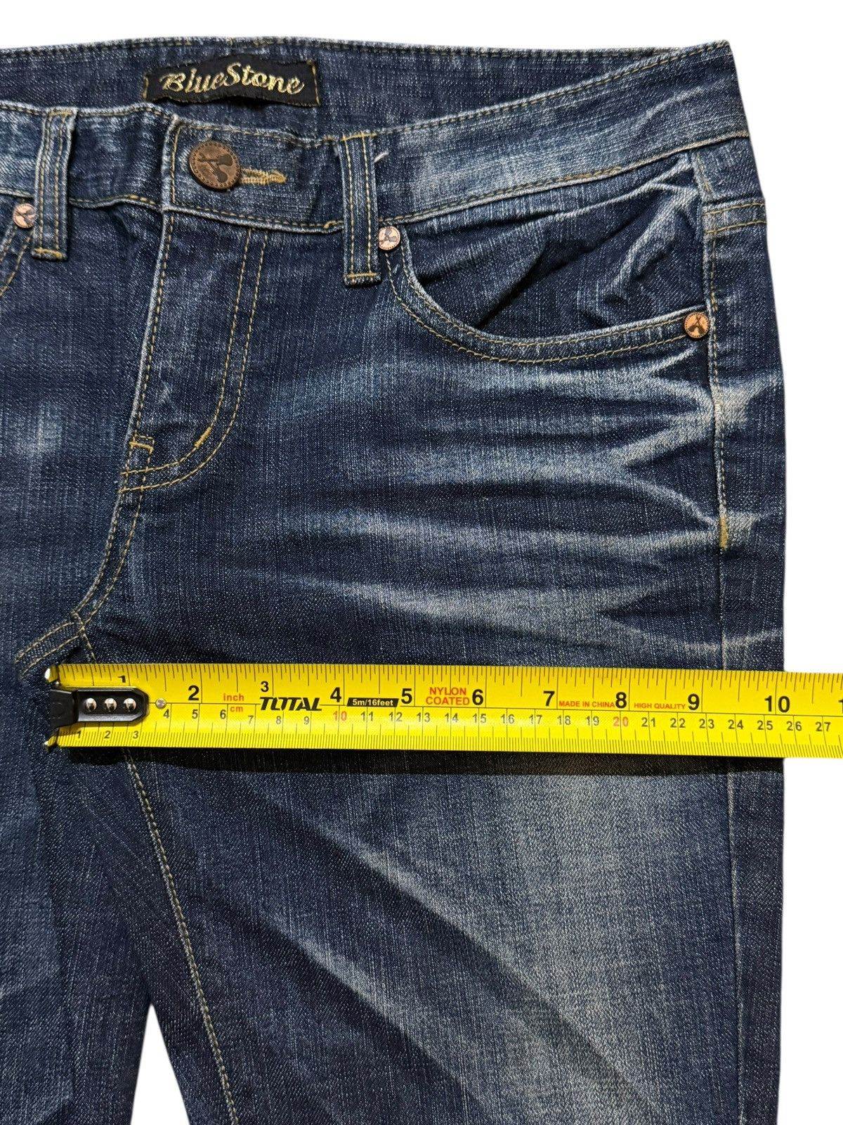 If Six Was Nine Vintage Y2K Blue Faded Wash Clawmark Whiskers Wide Leg Flare Size US 31 - 13 Thumbnail