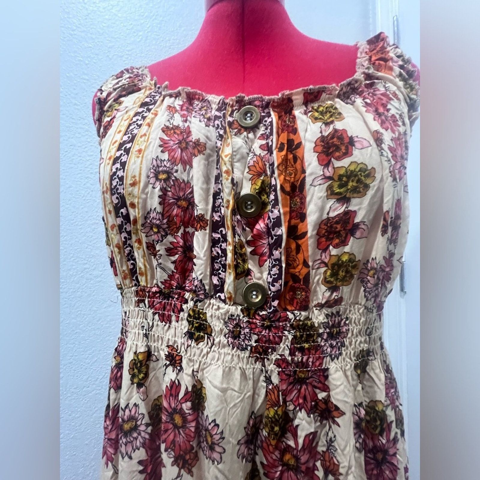 Anthropologie LAPIS Anthropology Floral Orange Cream Summer Sun Boho Size L / US 10 / IT 46 - 8 Thumbnail