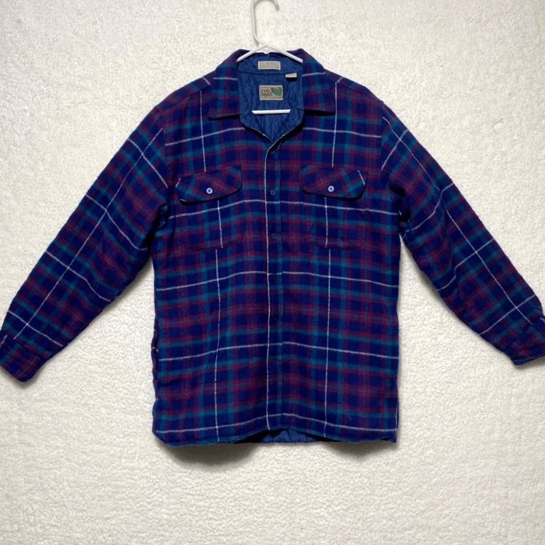 Vintage VINTAGE Pine Grove Men's Quilt Flannel Plaid Button Up Shirt Jacket Blue Medium Size US M / EU 48-50 / 2 - 2 Thumbnail