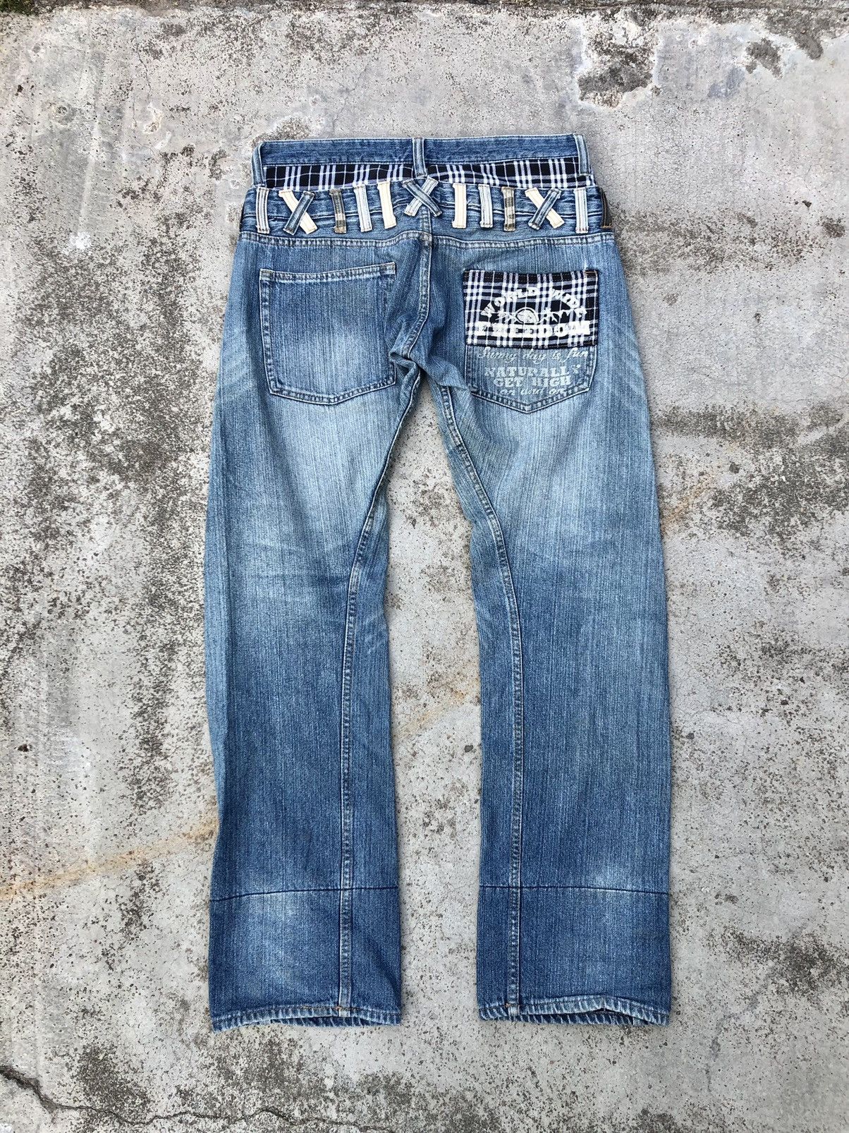 Vintage DOUBLE WAIST DISTRESSED DENIM BY MEMORY SPECIAL Size US 32 / EU 48 - 7 Thumbnail