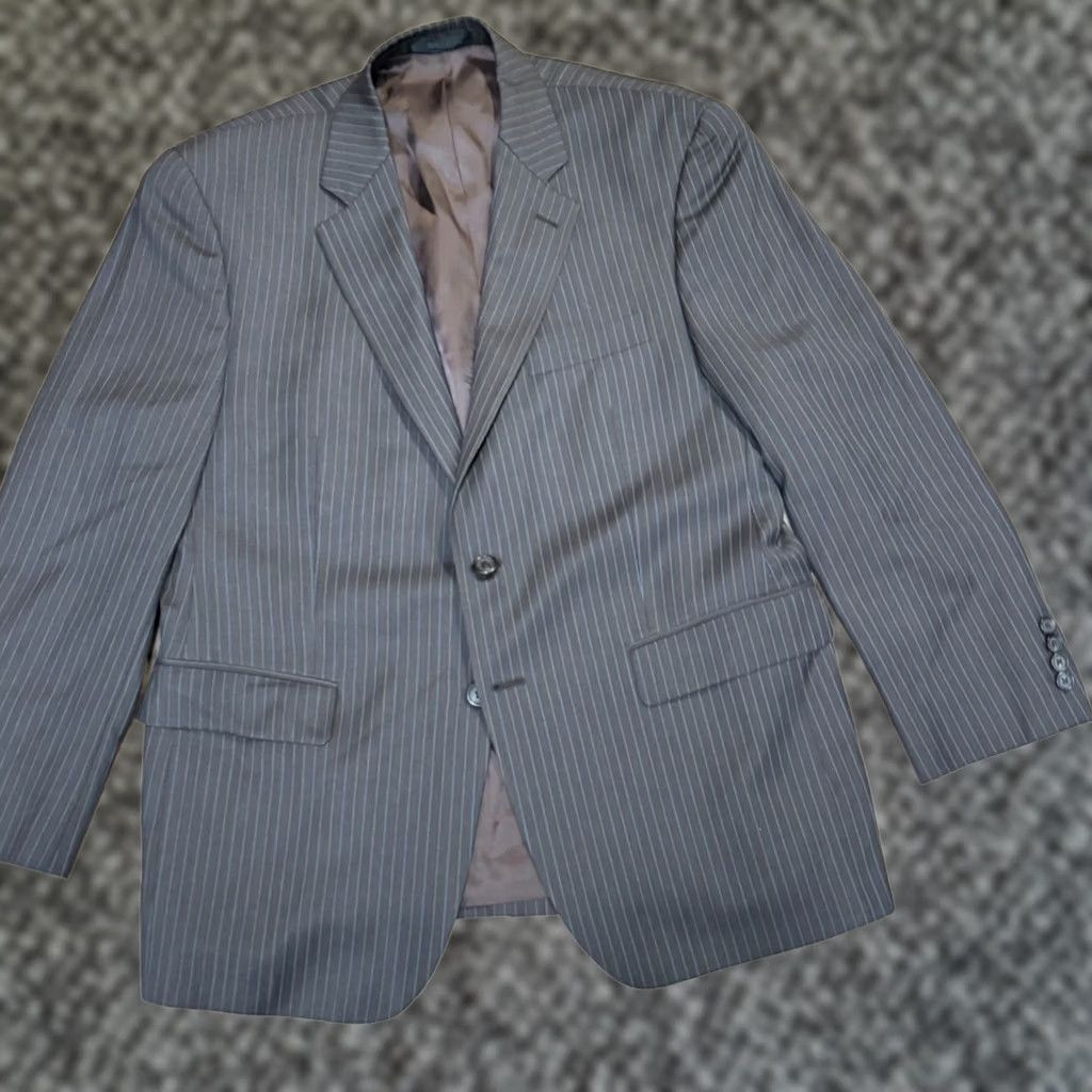 Ralph Lauren Lauren Ralph Lauren Blazer Mens 40S Brown Pinstripe 100% Wool 2 Button Jacket Short Notch 4-Button Sleeve-Front Single-Breasted Boy Mens Size 40R - 1 Thumbnail