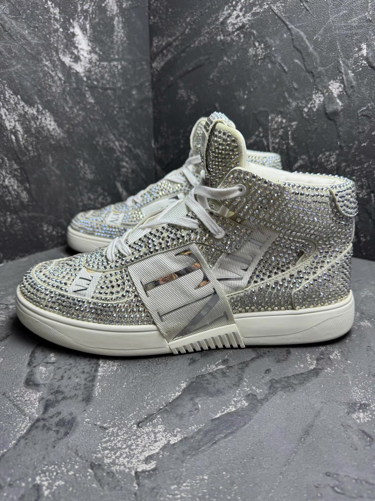 Valentino Valentino High-Top Crystal-Embellished Sneakers Q10 Size US 10 / EU 43 - 2 Thumbnail