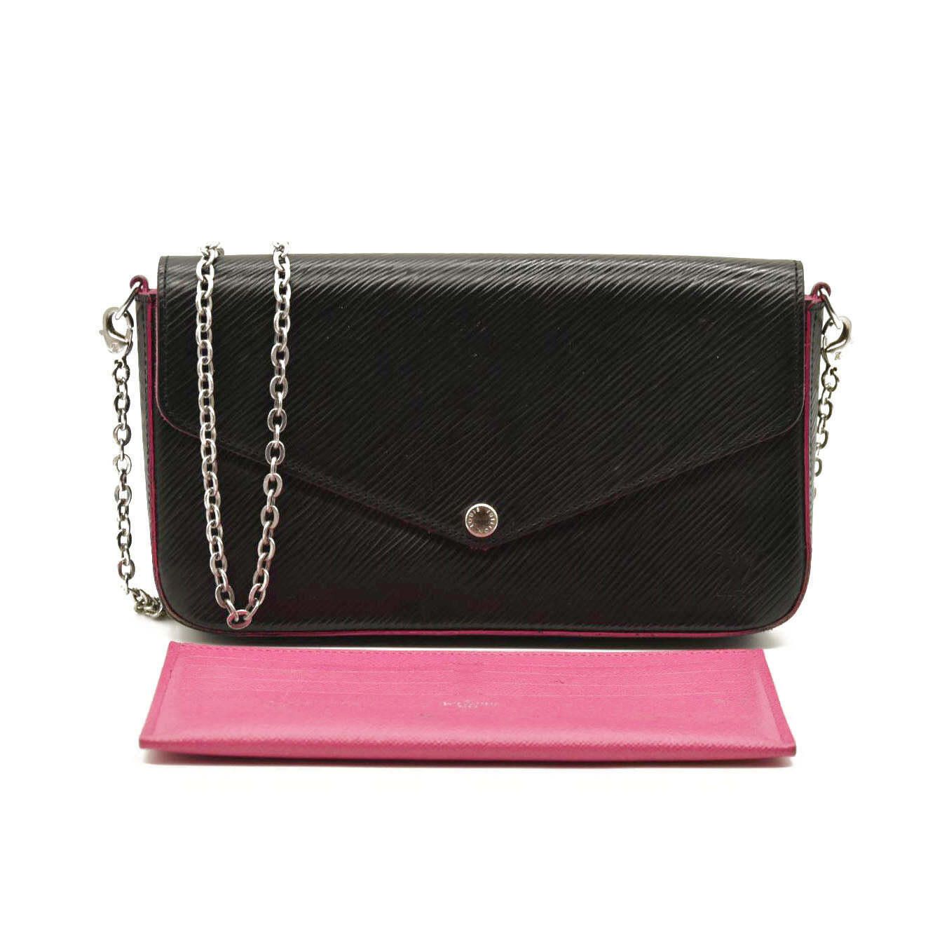 Louis Vuitton Louis Vuitton Epi Pochette Felicie Black Hot Pink Size ONE SIZE - 1 Thumbnail