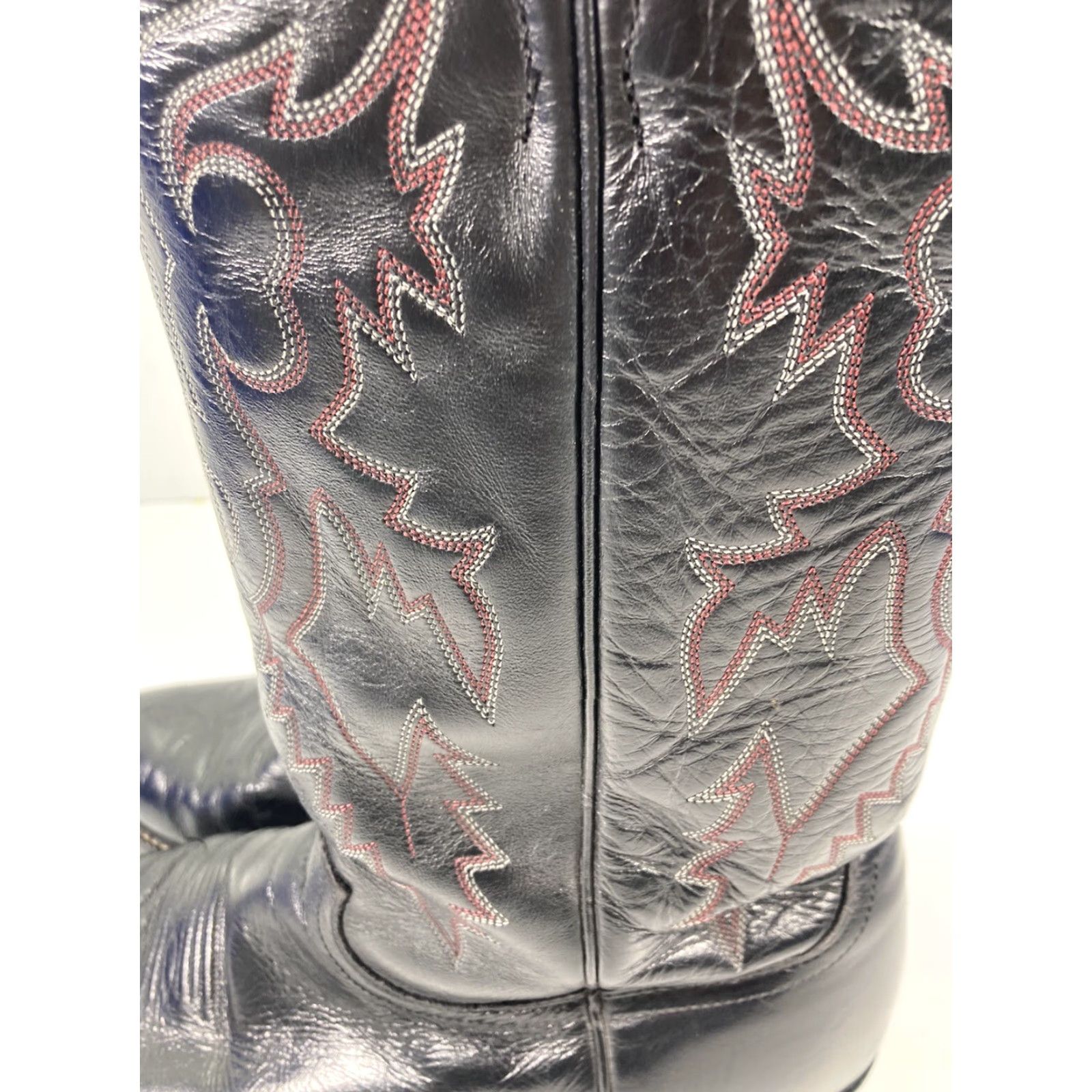 Justin Boots VINTAGE Justin Boots Men Black Leather Western Western Boot EE Wide 8.5 Cowboy Style Leather Outsole United States Mens Size US 9 / EU 42 - 4 Thumbnail