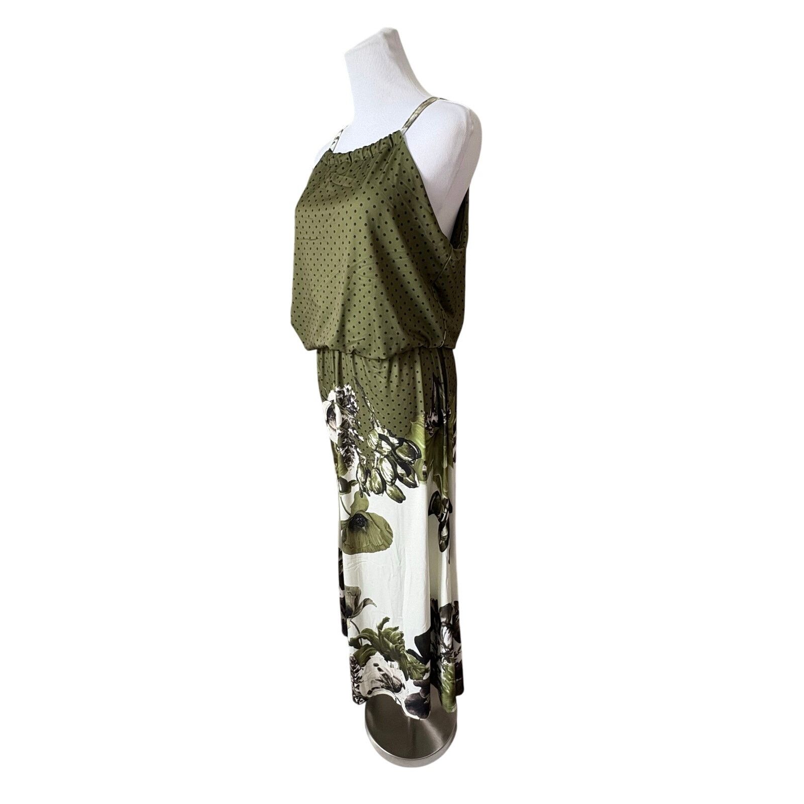 Other Lily Firmiana Halter Green Floral Maxi Long Dress LARGE NWT Size L / US 10 / IT 46 - 3 Thumbnail