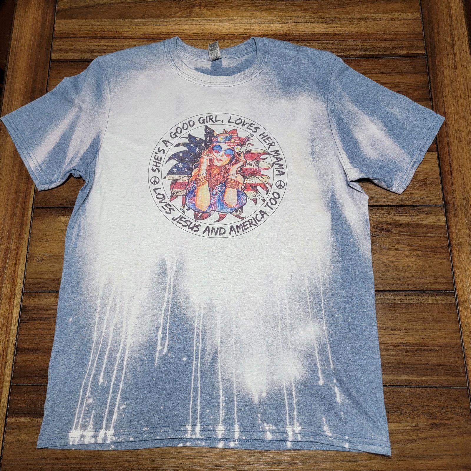 Gildan Hippy Bleach-Dye Tee w/ Tom Petty Song Lyrics - Size Medium Size M / US 6-8 / IT 42-44 - 1 Thumbnail