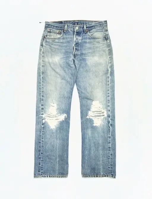 Levi's 90s Vintage Levi's 501 Made In USA Distressed Jeans 32x30 Size US 32 / EU 48 - 1 Thumbnail