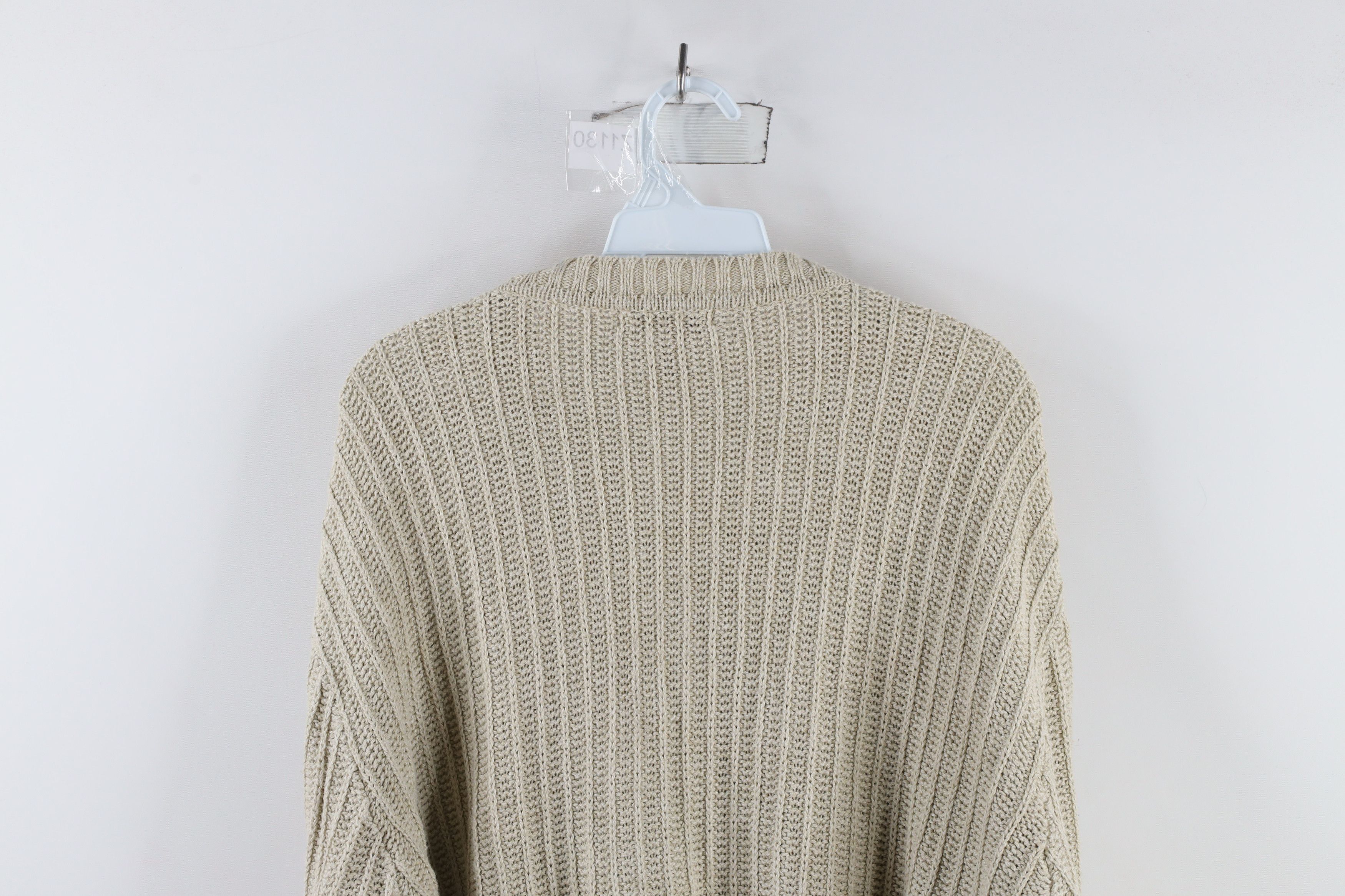 Vintage Vintage 90s Streetwear Ribbed Knit Crewneck Sweater Beige Size US L / EU 52-54 / 3 - 7 Thumbnail