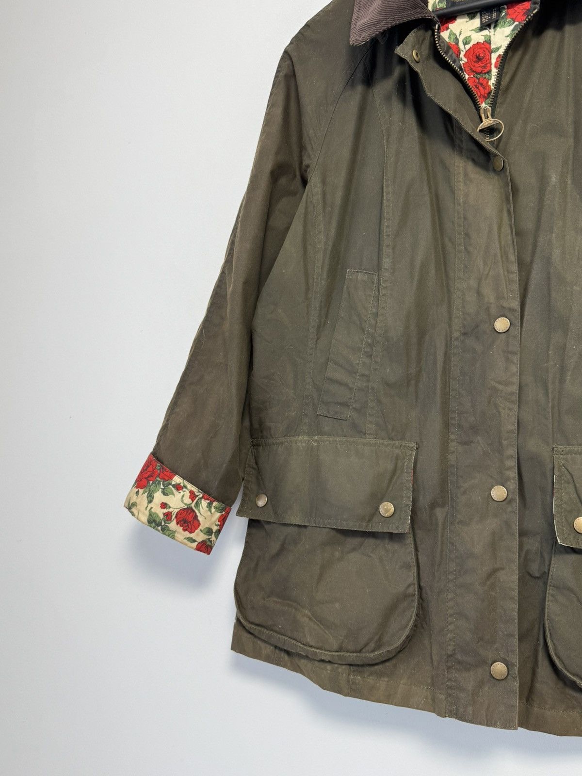 Barbour Barbour Abrosa Beadnell Liberty Rose olive wax jacket USA-10 Size XL / US 12-14 / IT 48-50 - 3 Thumbnail
