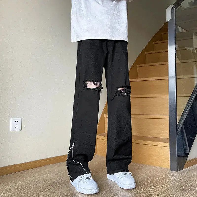 Japanese Brand Retro straight leg wide leg zipper jeans Size US 32 / EU 48 - 1 Thumbnail