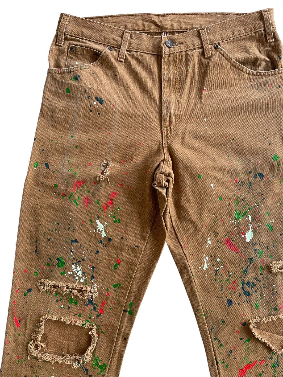 Vintage Dickies Paint Splatter Duck Fabric Distressed Carpenter Size US 33 - 8 Thumbnail
