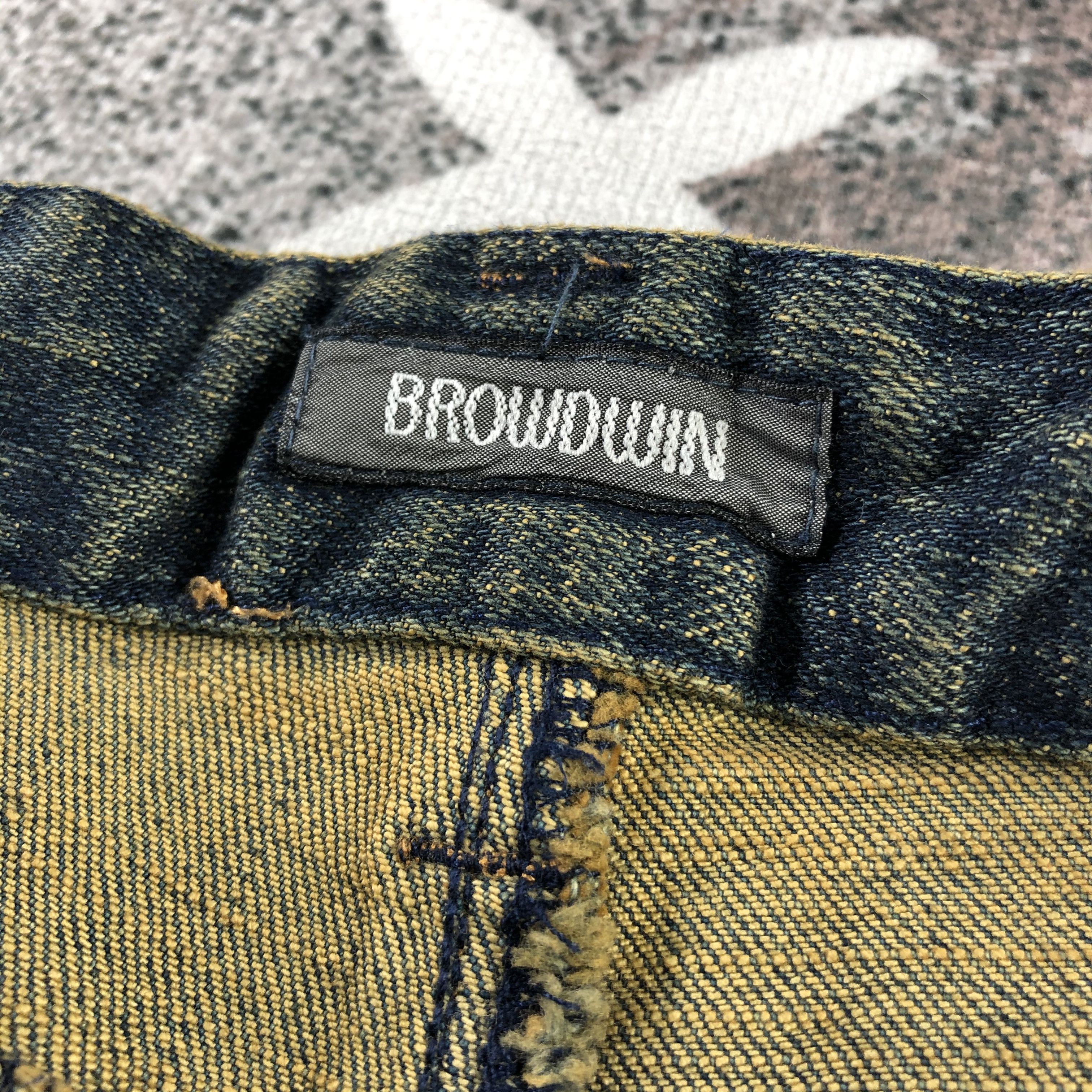 Japanese Brand Browdwin Jeans Patchwork Rusty Wash Flare Denim KJ1332 Size US 28 / EU 44 - 7 Thumbnail