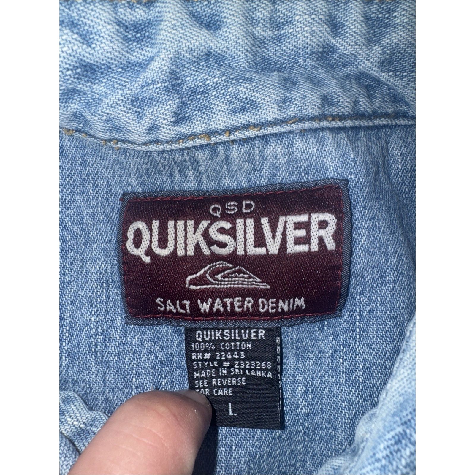 Quiksilver × Vintage Vintage Quiksilver Denim Chore Jacket Salt Water Wash Blue L Size US L / EU 52-54 / 3 - 4 Thumbnail