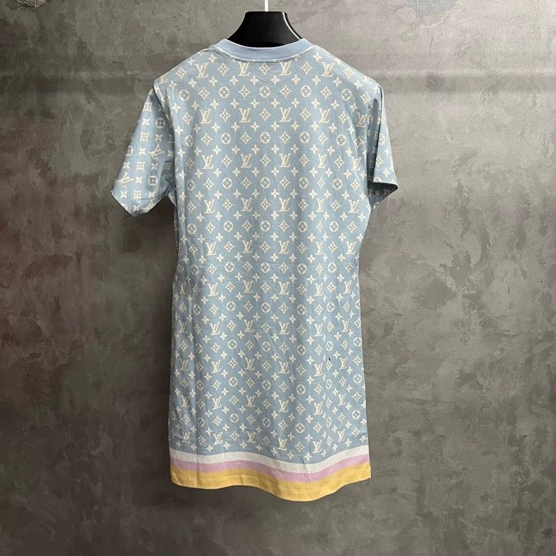 Louis Vuitton Louis Vuitton Blue Round Neck Full Print Mid-Waist Slim Mi Size S / US 4 / IT 40 - 5 Thumbnail