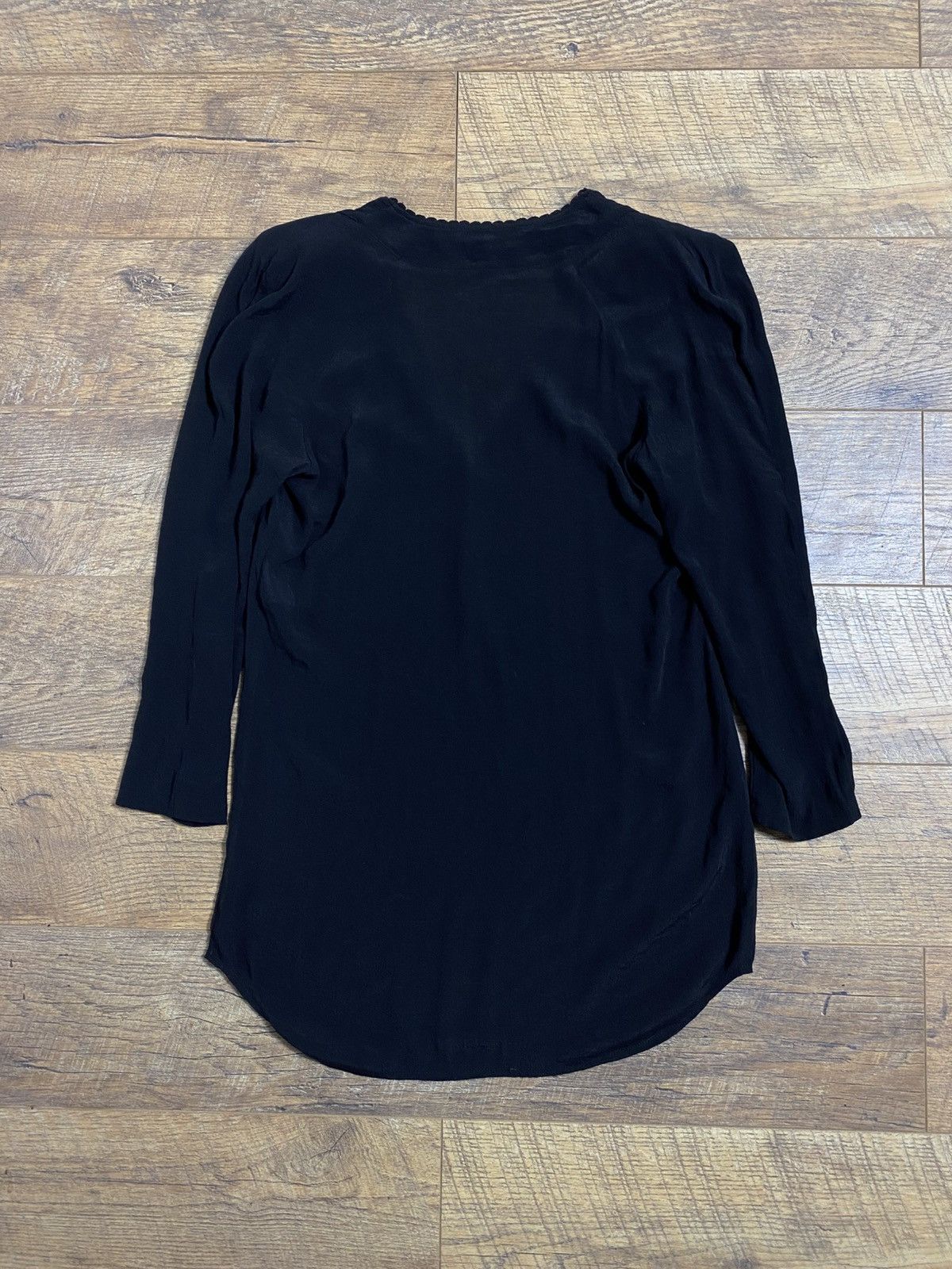 Sandro Sandro Paris Black Button-Up V-Neck Rayon Blouse Top Size S / US 4 / IT 40 - 5 Thumbnail