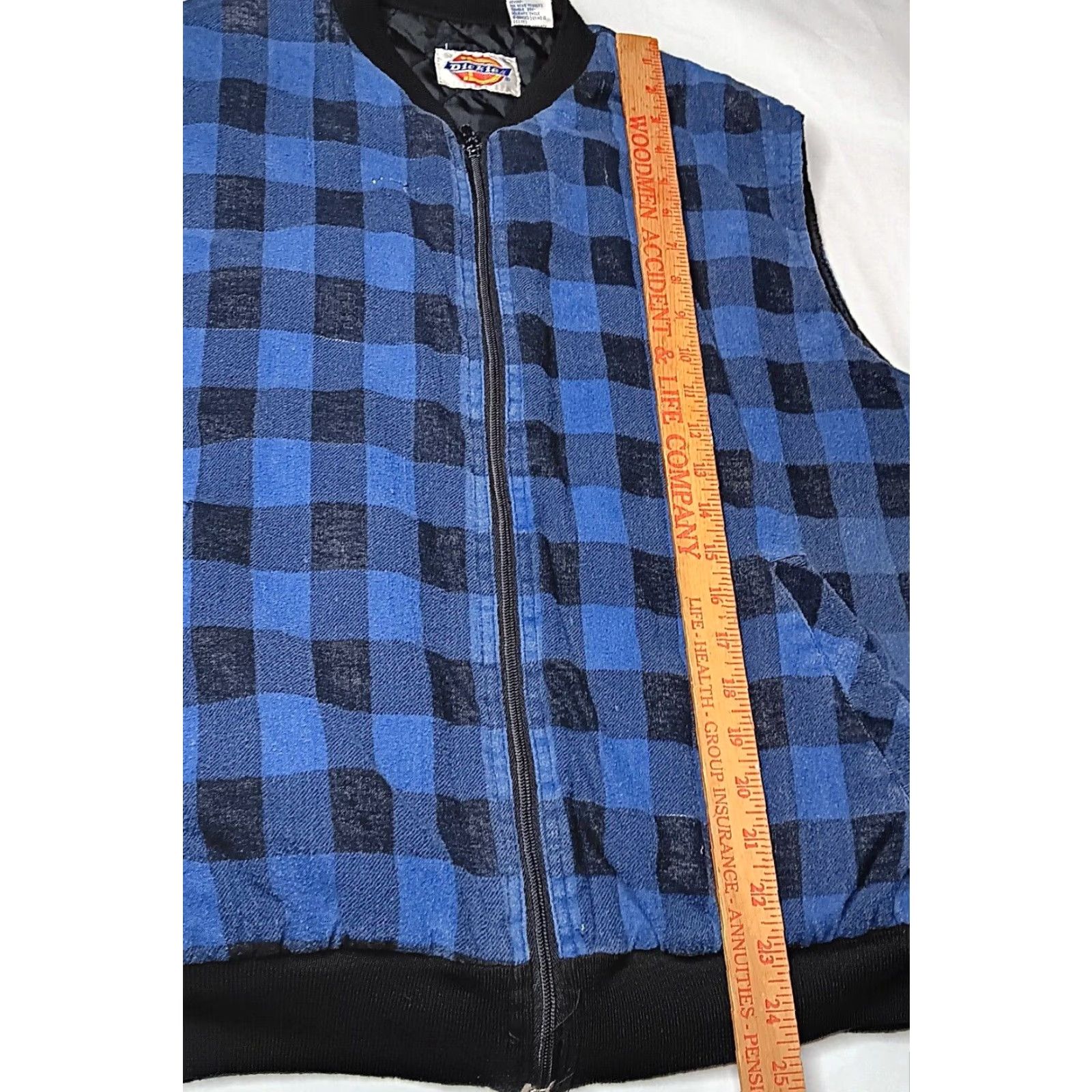 Vintage VINTAGE Dickies Vest LargeBlue Buffalo Plaid Flannel Quilted Workwear Woolrich Insulated Lined Quilted Men Black/Blue Tailored Regular Short Zip Colla Size US L / EU 52-54 / 3 - 6 Thumbnail