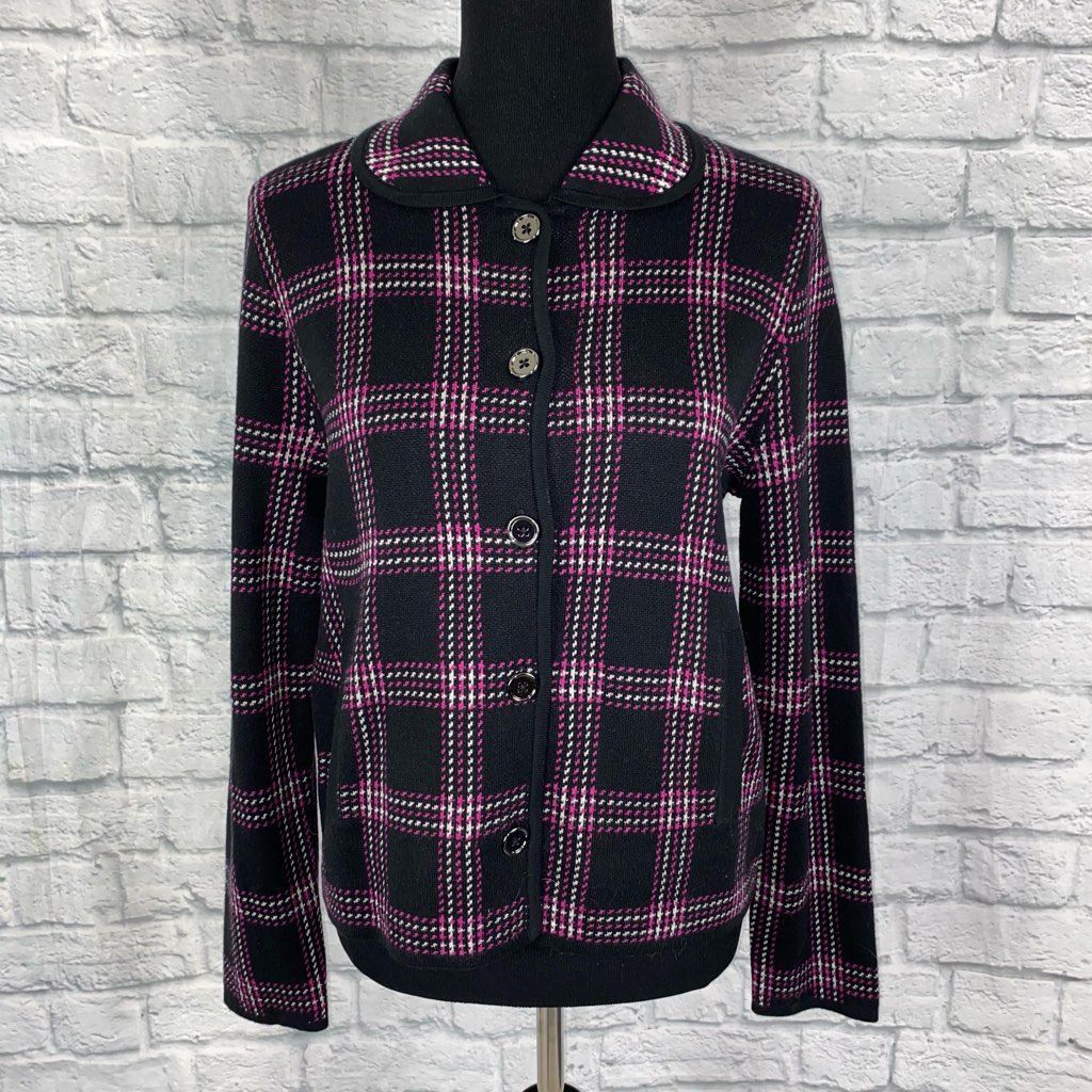 Jones New York Jones New York women L new w/tags signature plaid sweater bu Size L / US 10 / IT 46 - 1 Thumbnail