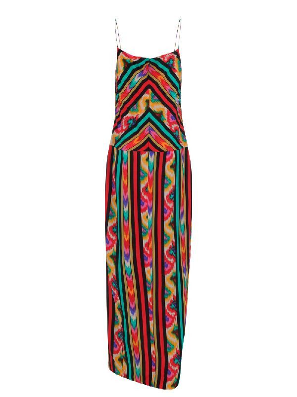Balmain o1y0525 Silk Maxi Dress in Multicolor Size M / US 6-8 / IT 42-44 - 2 Thumbnail