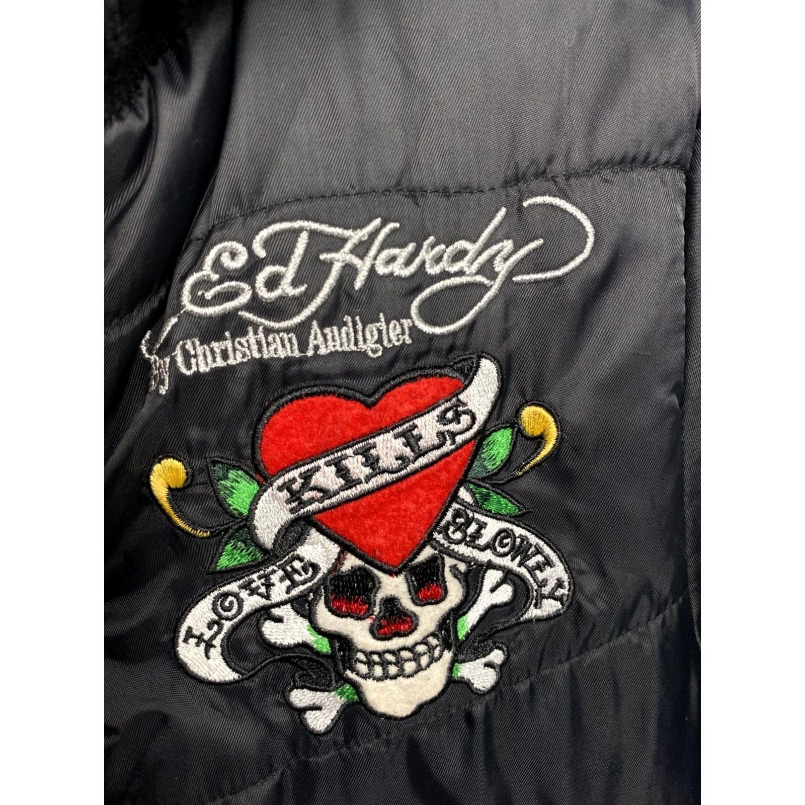 Ed Hardy VINTAGE Ed Hardy by Christian Audigier Womens Jacket Nylon S Black Logo Skull Designer 90s Mens Womens Size S / US 4 / IT 40 - 7 Thumbnail