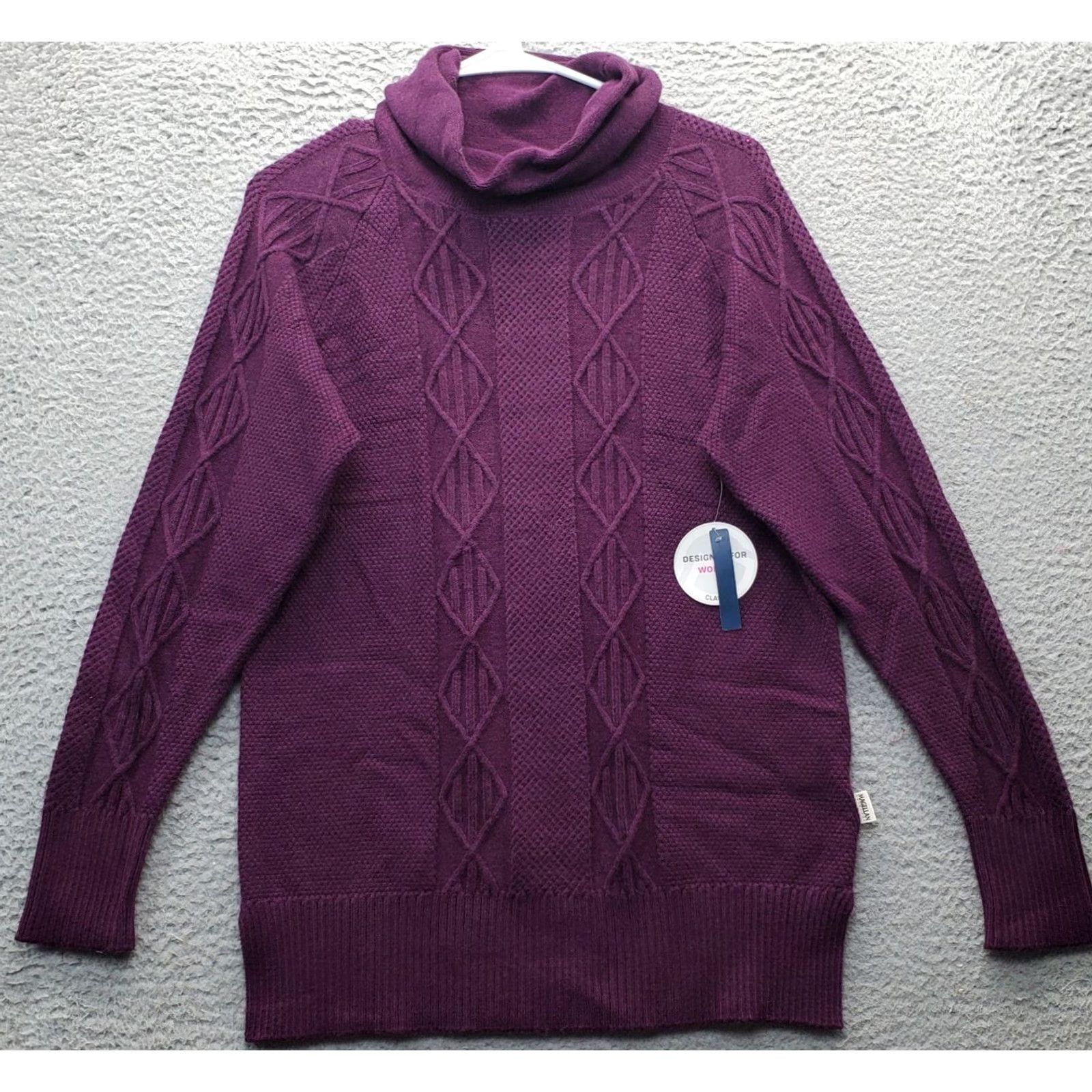 Vintage Magellan Magellan Outdoors Classic Sweater Womens XS Purple Cable Knit Turtleneck Slit Womens Size XS Purple Cable-Knit Pullover Knit Sweatery? Size XS / US 0-2 / IT 36-38 - 2 Thumbnail