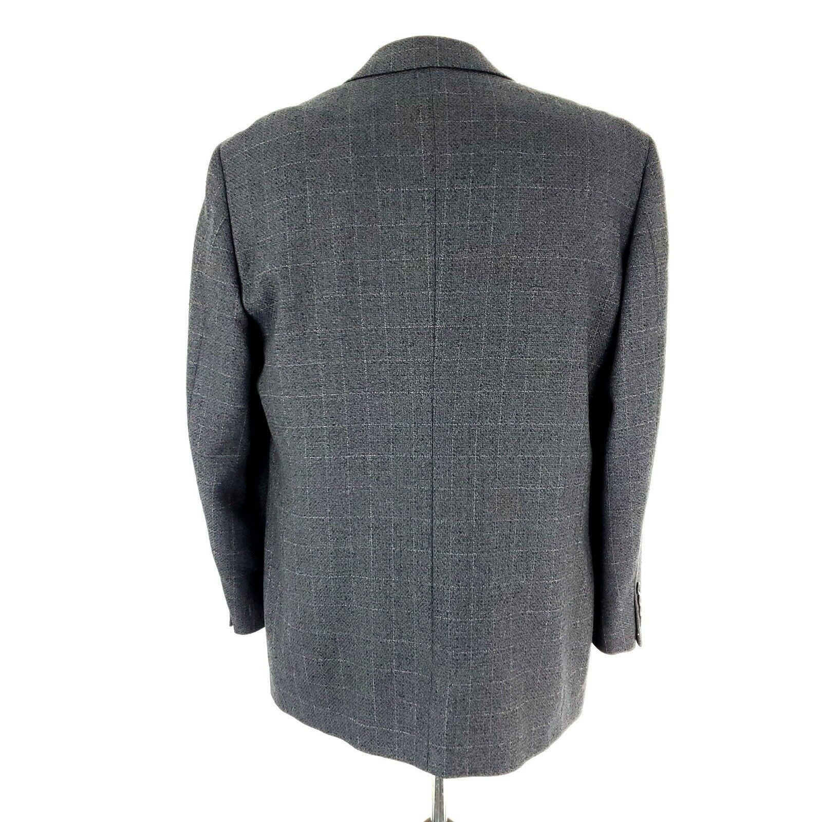 Pronto Uomo Pronto Uomo Wool 3 Button Blazer 42R Gray Blue W/ Brown Wind Size 42R - 6 Thumbnail