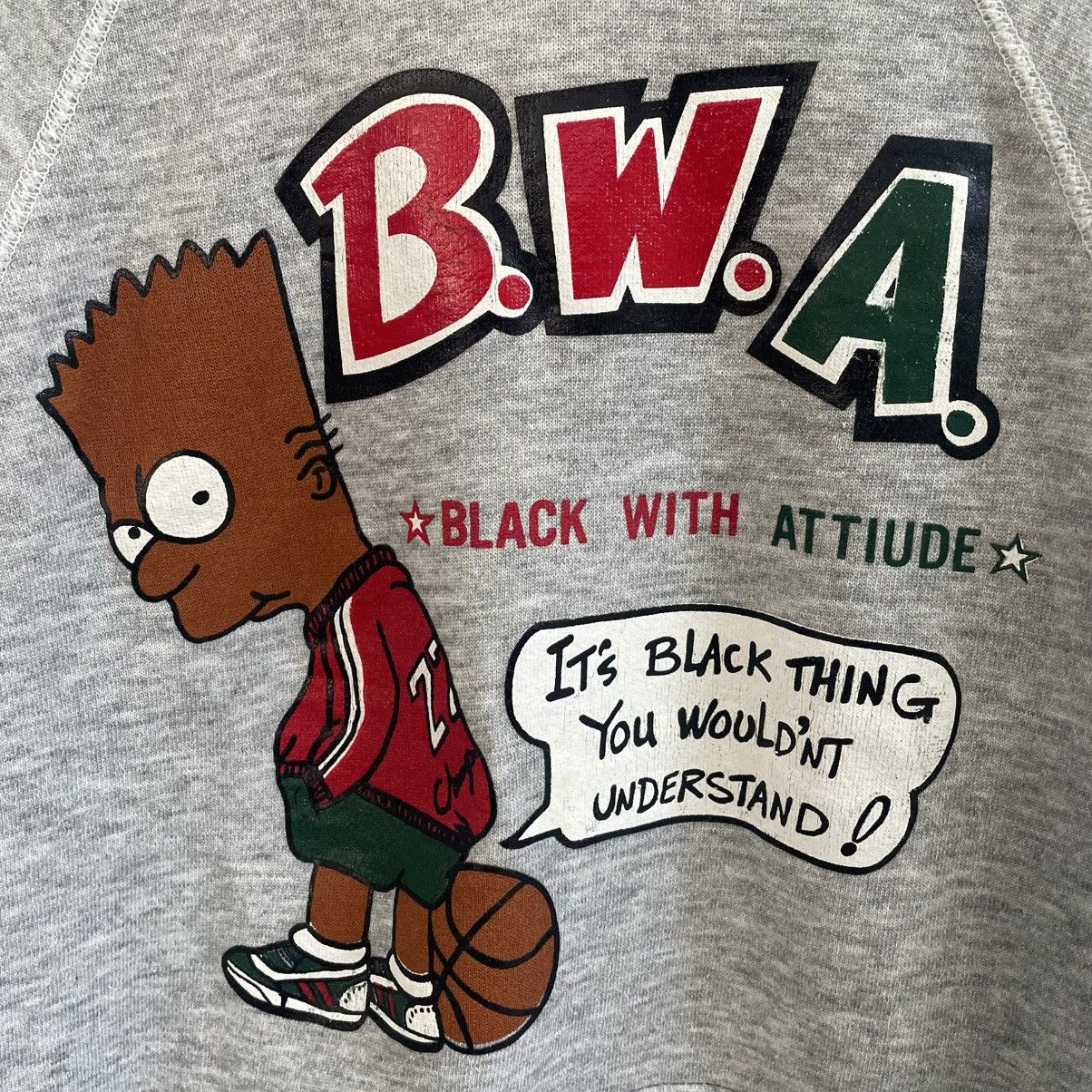 Vintage Vintage 90s Bootleg BWA black bart simpson NWA parody hoodie Size US L / EU 52-54 / 3 - 2 Thumbnail