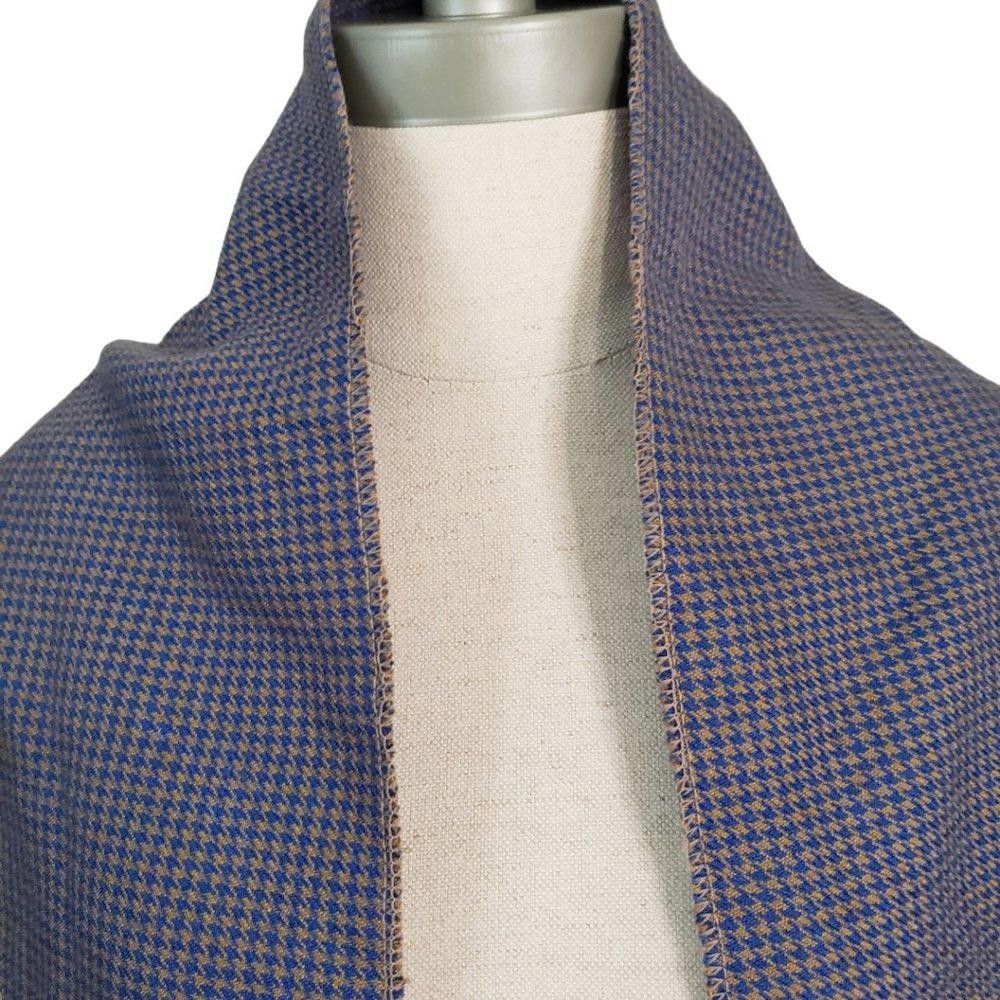 Designer CT852 Navy Checkered Tweed Like Neck Scarf Size ONE SIZE - 3 Thumbnail