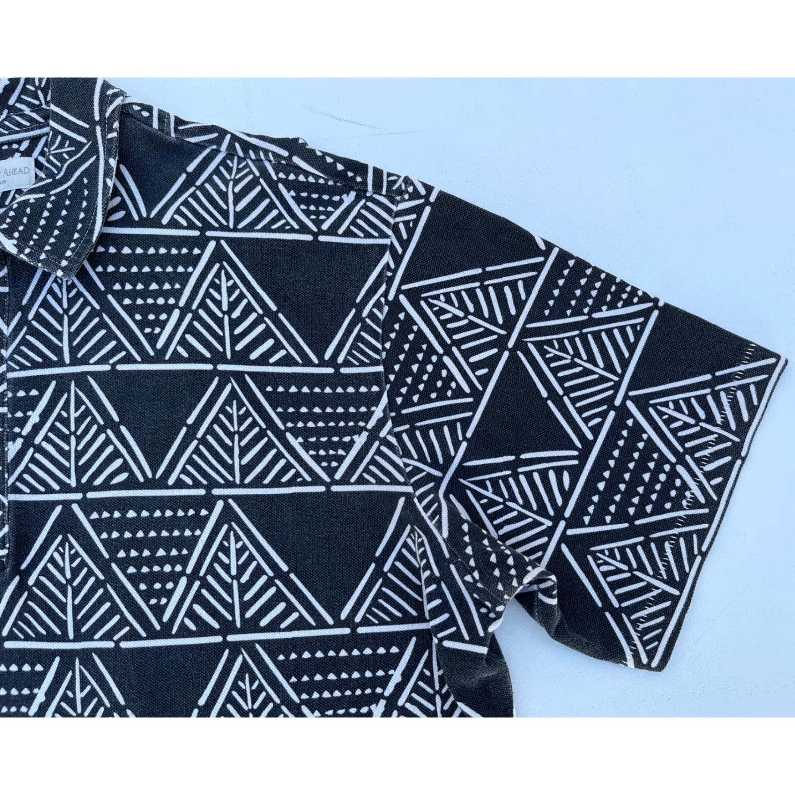 The Territory Ahead The Territory Ahead Polo Shirt Mens Short Sleeve Sz L Dark Gray 100% Cotton Geometric Print Polo Shirt L Men Size US L / EU 52-54 / 3 - 6 Thumbnail