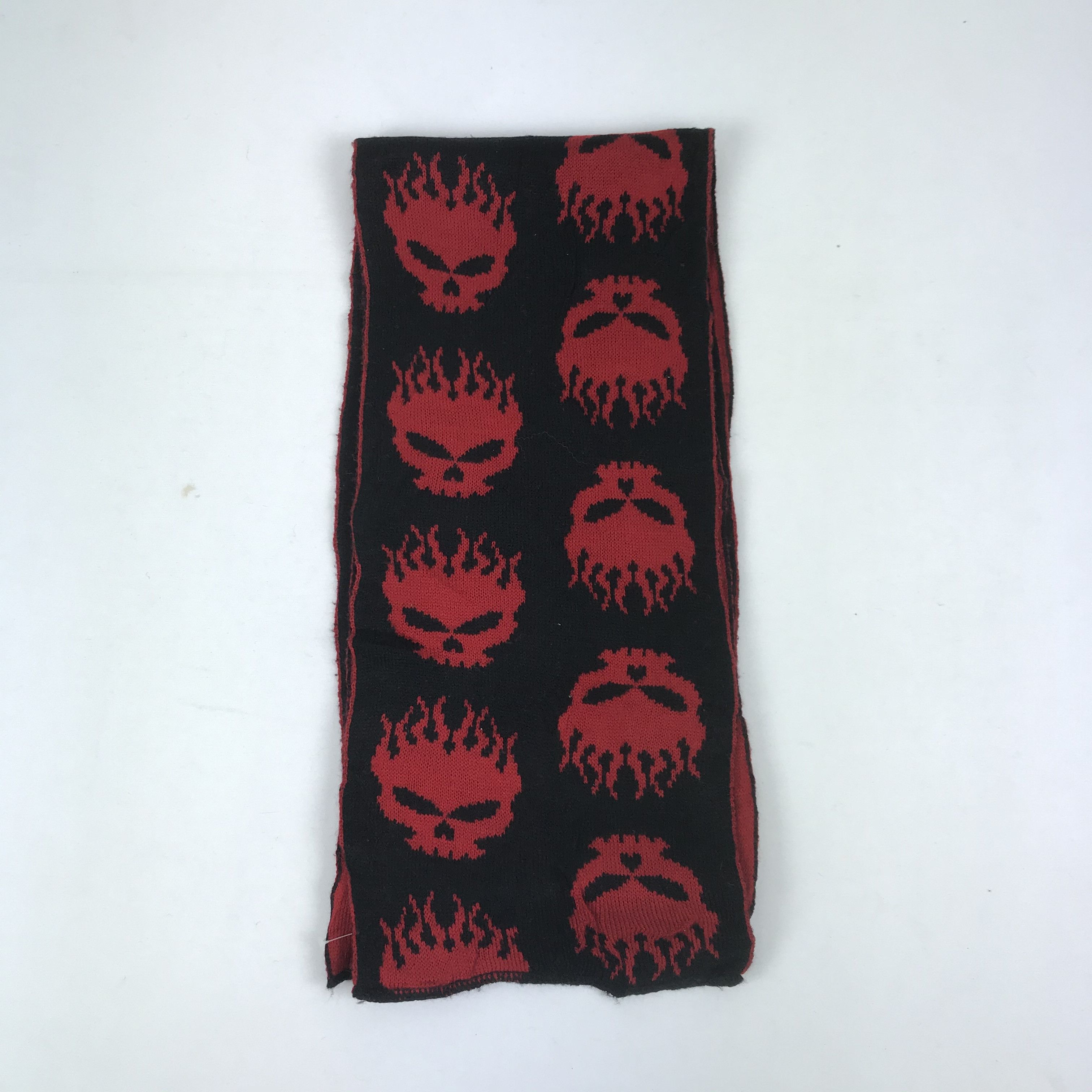 Japanese Brand Vintage Fire Skull Scarf Muffler Wool Cashmere Scarves . Size ONE SIZE - 2 Thumbnail