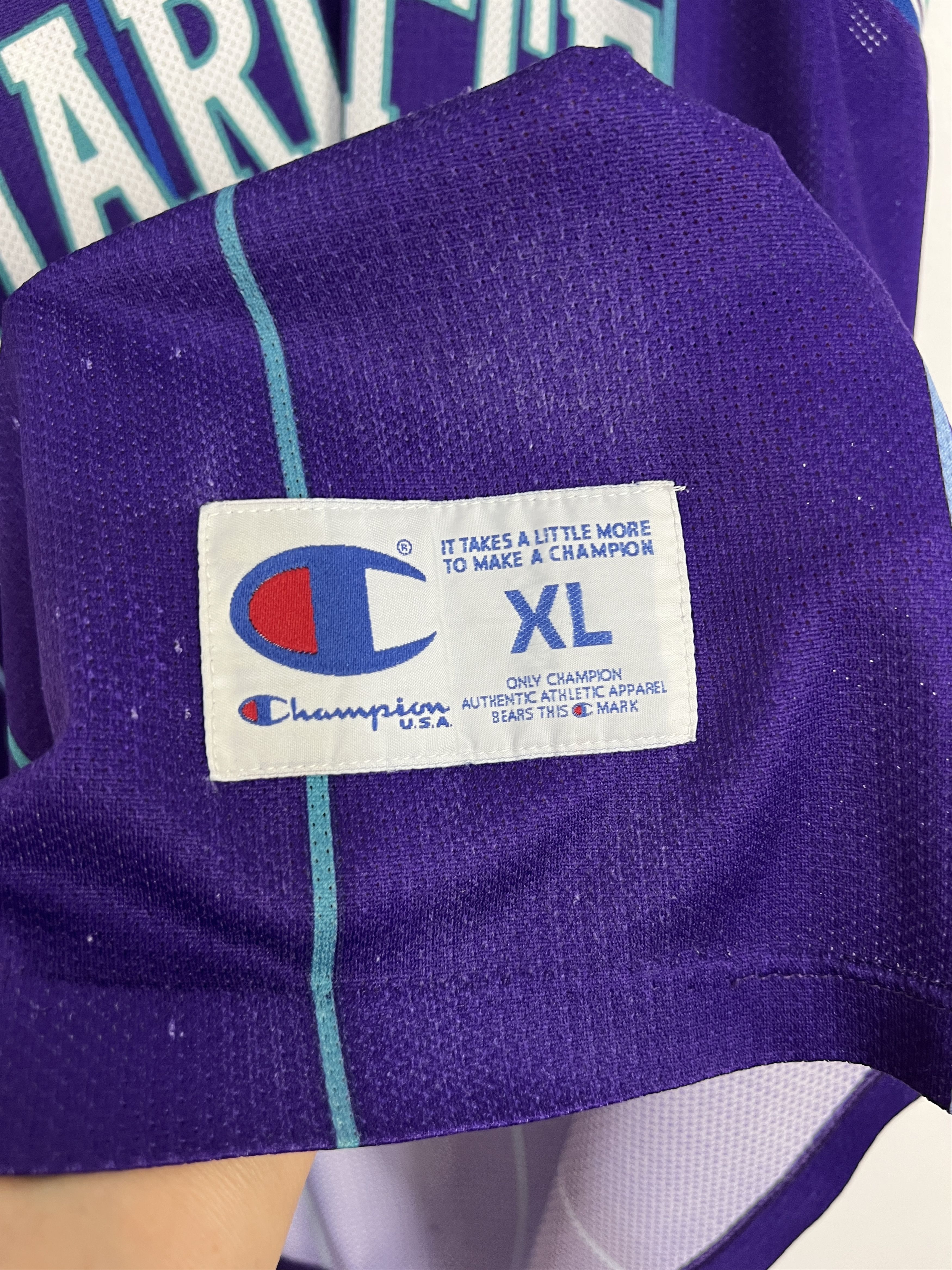 Champion Vintage 90's Champion Charlotte Hornets Johnson Jersey Size US XL / EU 56 / 4 - 4 Thumbnail