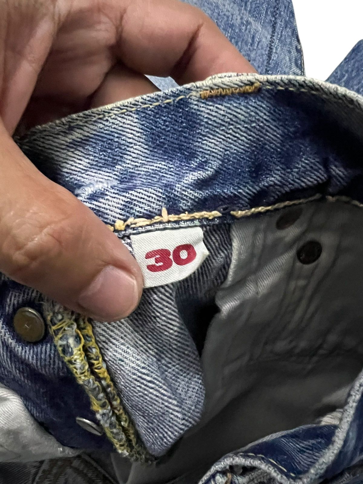 Blue Blue Japan Vintage Blue Blue Japan Patchwork Selvedge Jean Size US 29 - 24 Thumbnail
