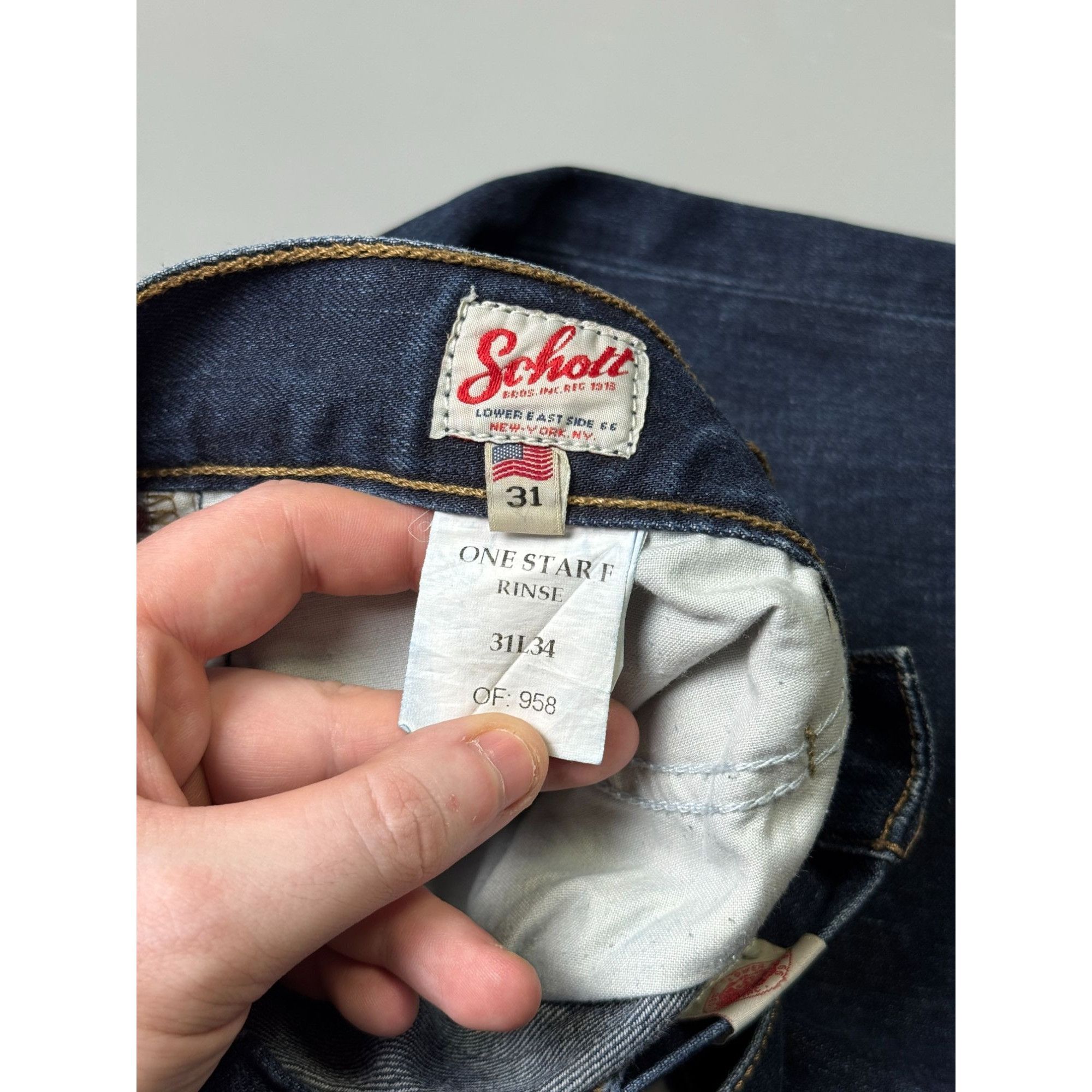 Schott Schott One Star Dark Denim Jeans Pants (Y1138) Size US 31 - 8 Thumbnail