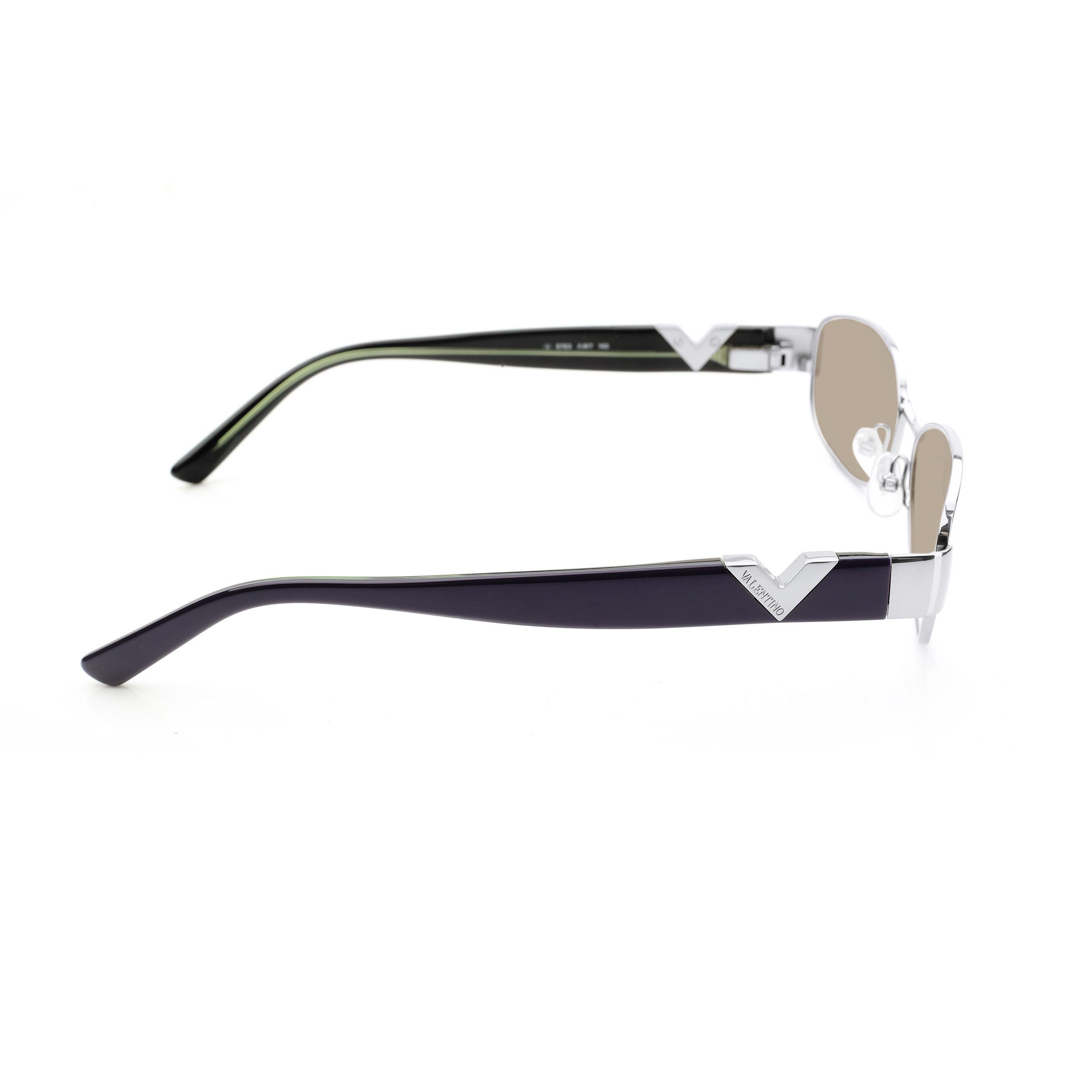 Valentino Valentino '90s Signature Purple Metal Rectangular Sunglasses Size ONE SIZE - 3 Thumbnail