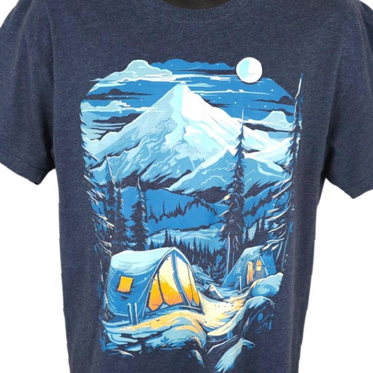 Vintage VINTAGE? No, it's not vintage. Mountain Camping T Shirt Mens Size Large Blue Moonlight Into The AM Nature Tee Size US L / EU 52-54 / 3 - 2 Thumbnail
