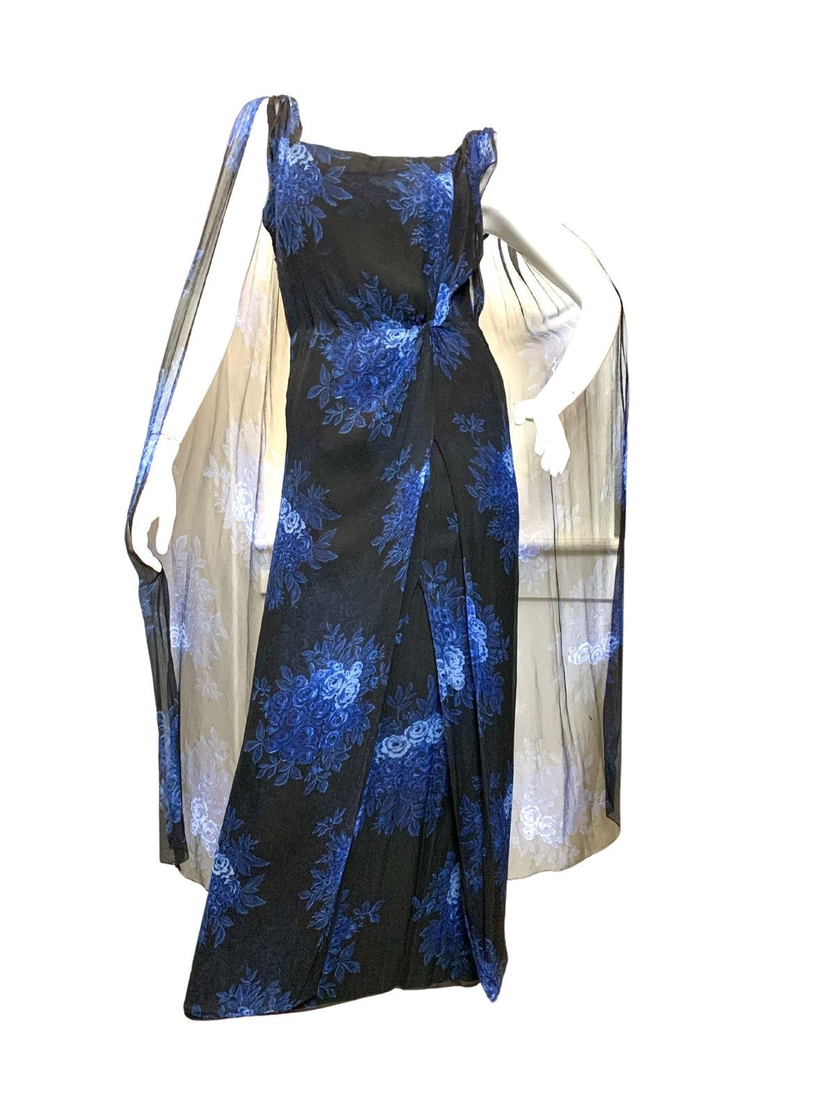 image of Vintage 1950S Couture Grecian Gown Angéle Delanghe London in Blue, Women's (Size XS)