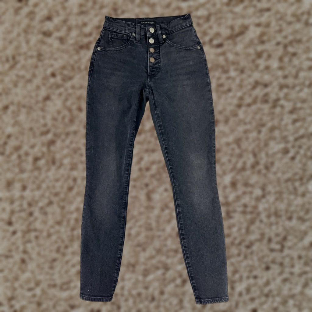 Lucky Brand Lucky Brand Jeans Womens 00 Black Denim Skinny Tapered Mid Rise 5-Pocket Cotton Stretch Size 24" / US 00 / IT 34 - 1 Thumbnail