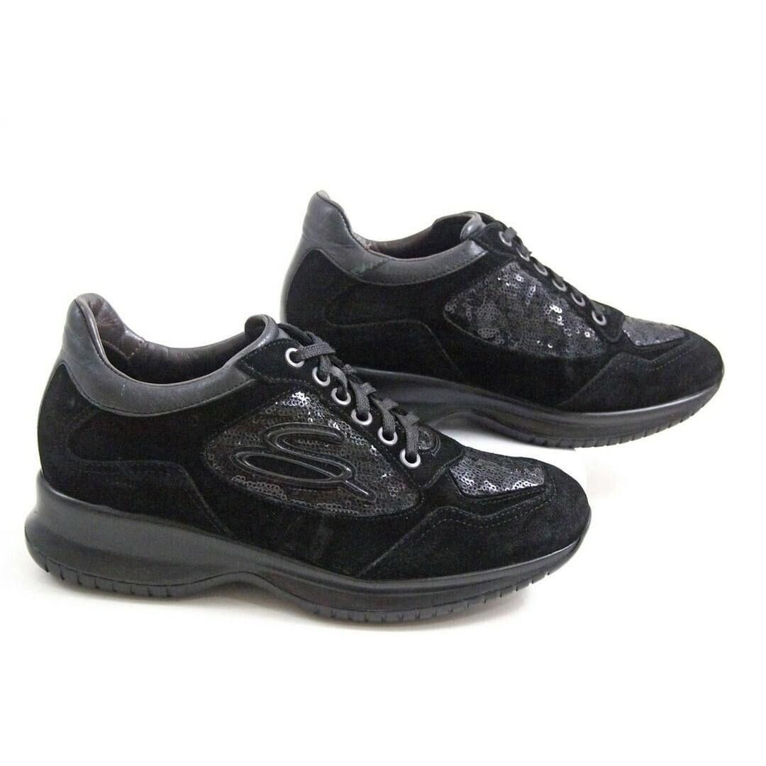 Santoni Santoni Sneakers Black Suede Sequins Womens EU 37 US 7 Size US 7 / IT 37 - 2 Thumbnail