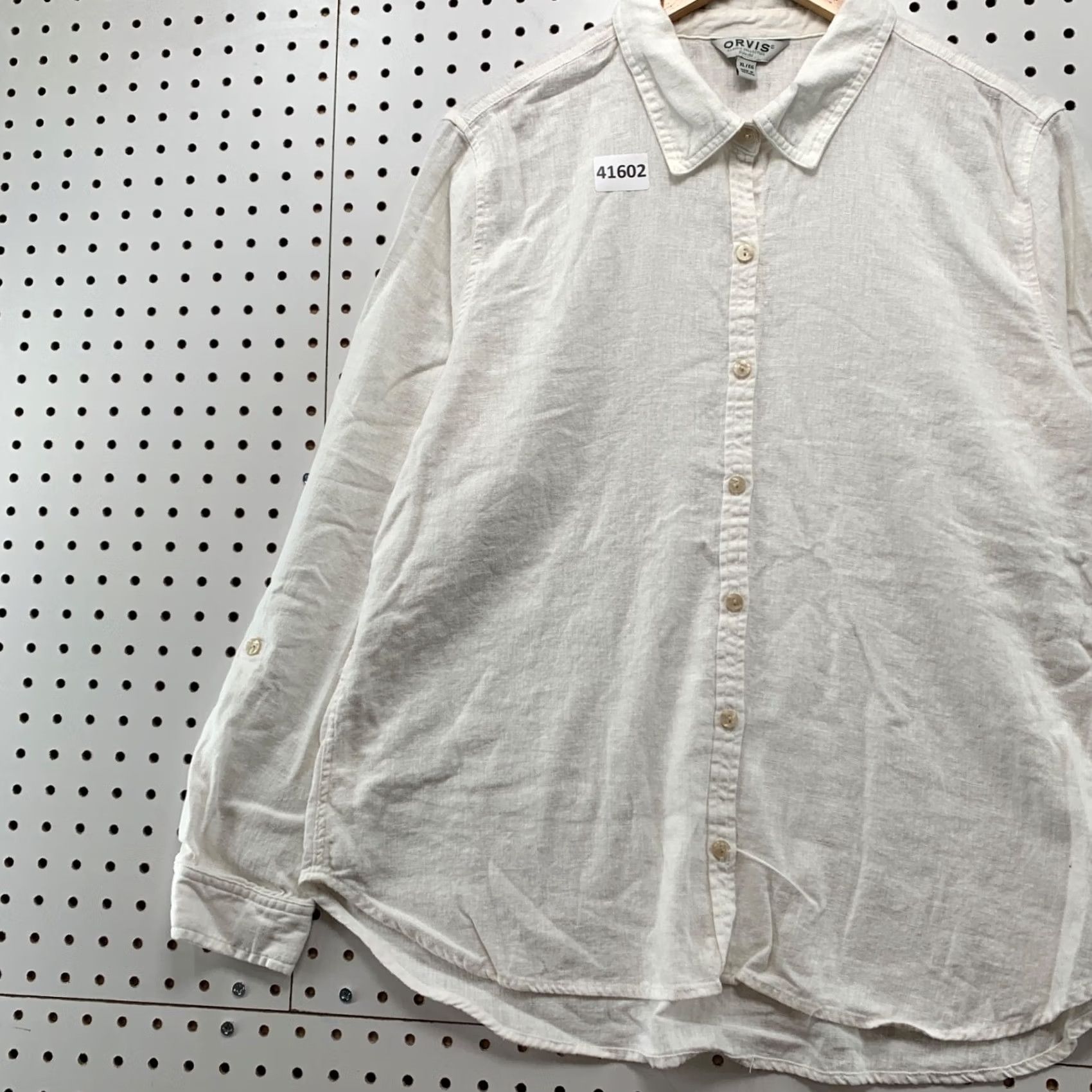 Orvis Orvis Linen Blend Button Shirt Womens XL White Long Sleeve 22x27 Size XL / US 12-14 / IT 48-50 - 5 Thumbnail