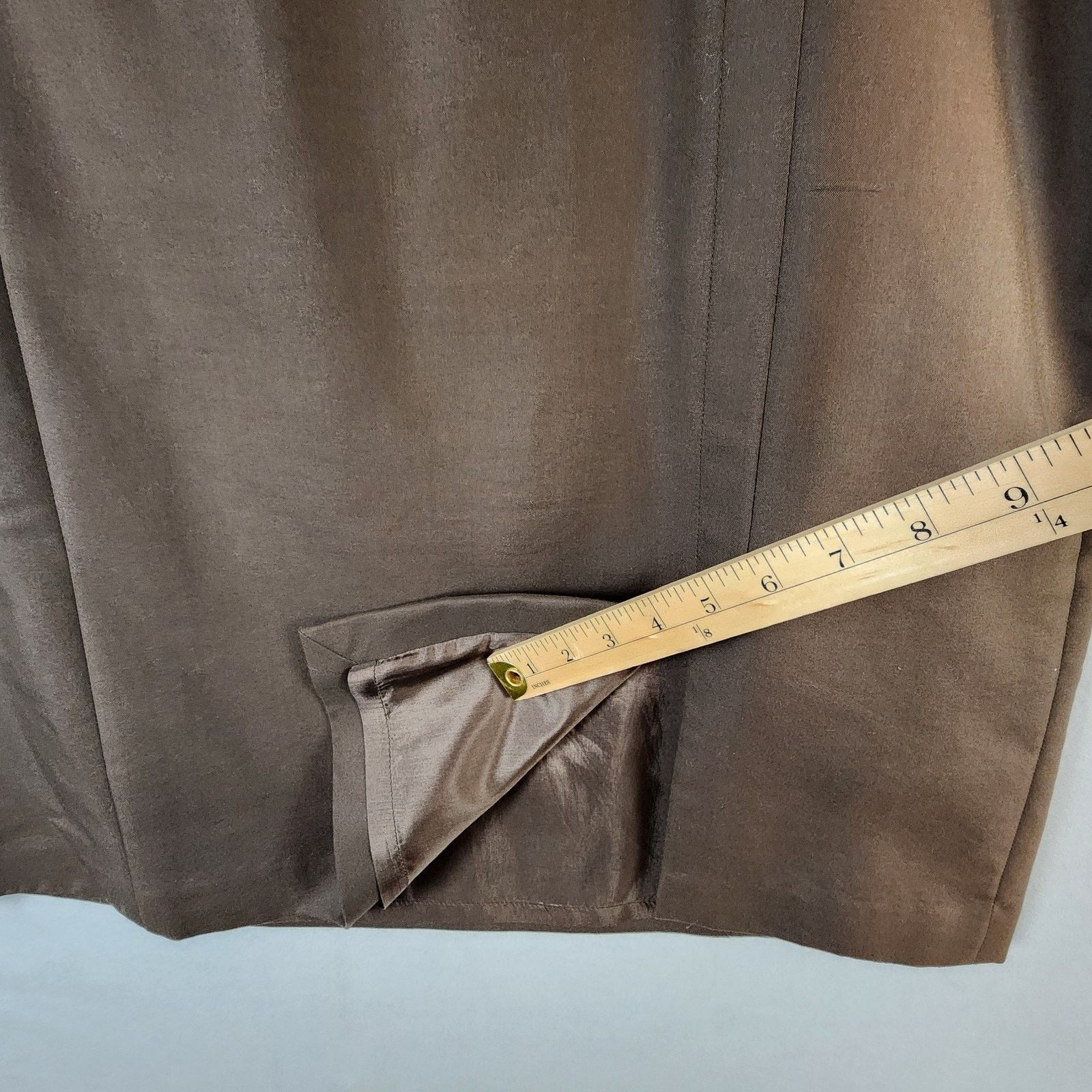 Other Kate Hill Straight Skirt Women’s Size 16 Brown Cotton/Silk Size 38" / US 16 / IT 52 - 6 Thumbnail