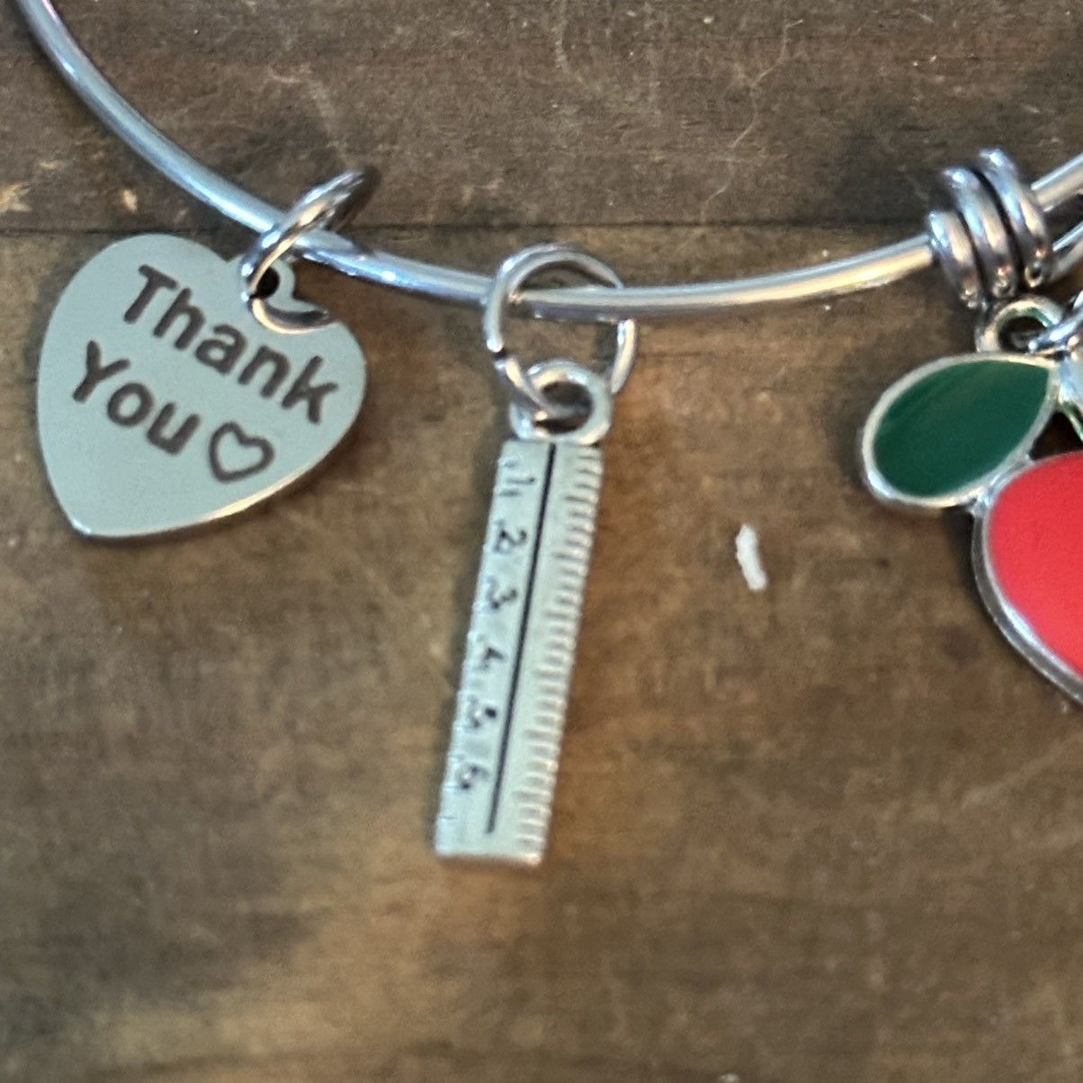 Other Teachers silver tone expandable bangle charm bracelet Size ONE SIZE - 4 Thumbnail