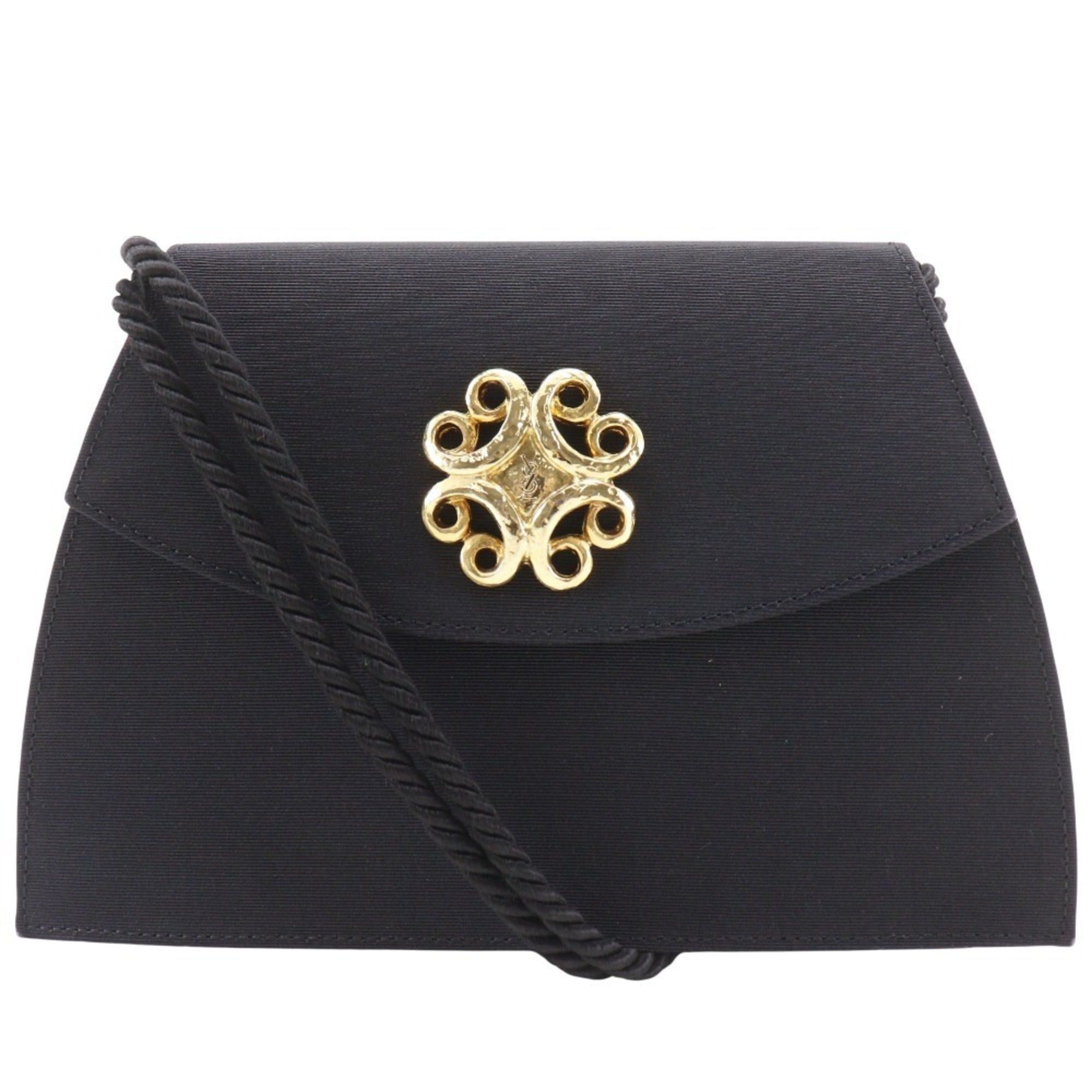 Yves Saint Laurent Yves Saint Laurent Party Bag, Shoulder 2-Way Clutch, Cotton, Black, 2-Way, Magnetic Closure, Bag for Women Size ONE SIZE - 1 Thumbnail