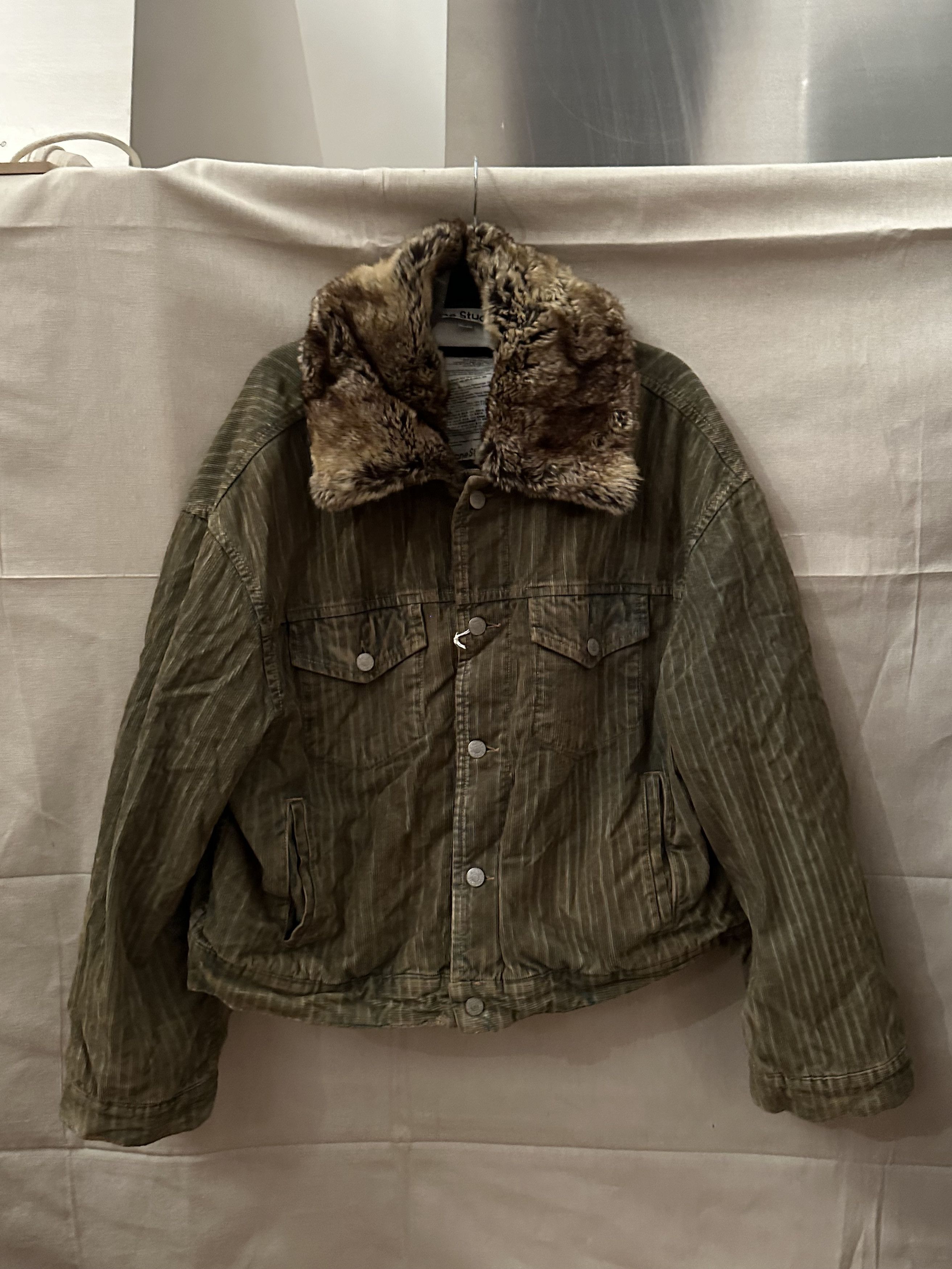 Acne Studios Faux Fur Collar Corduroy Jacket Size XS / US 0-2 / IT 36-38 - 2 Thumbnail