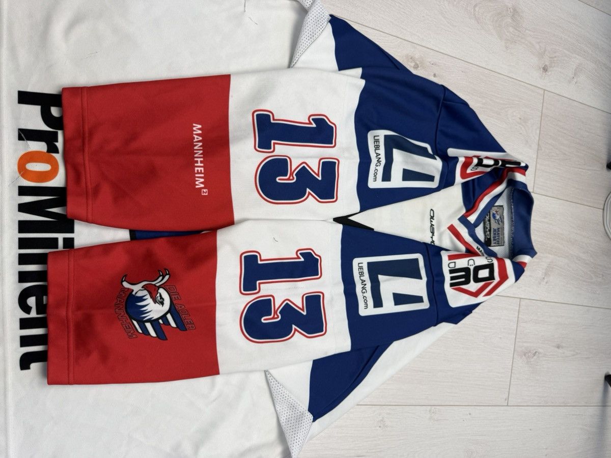 NHL MATCHWORN HC Adler Mannheim hockey jersey #13 MAIER Size US L / EU 52-54 / 3 - 12 Thumbnail
