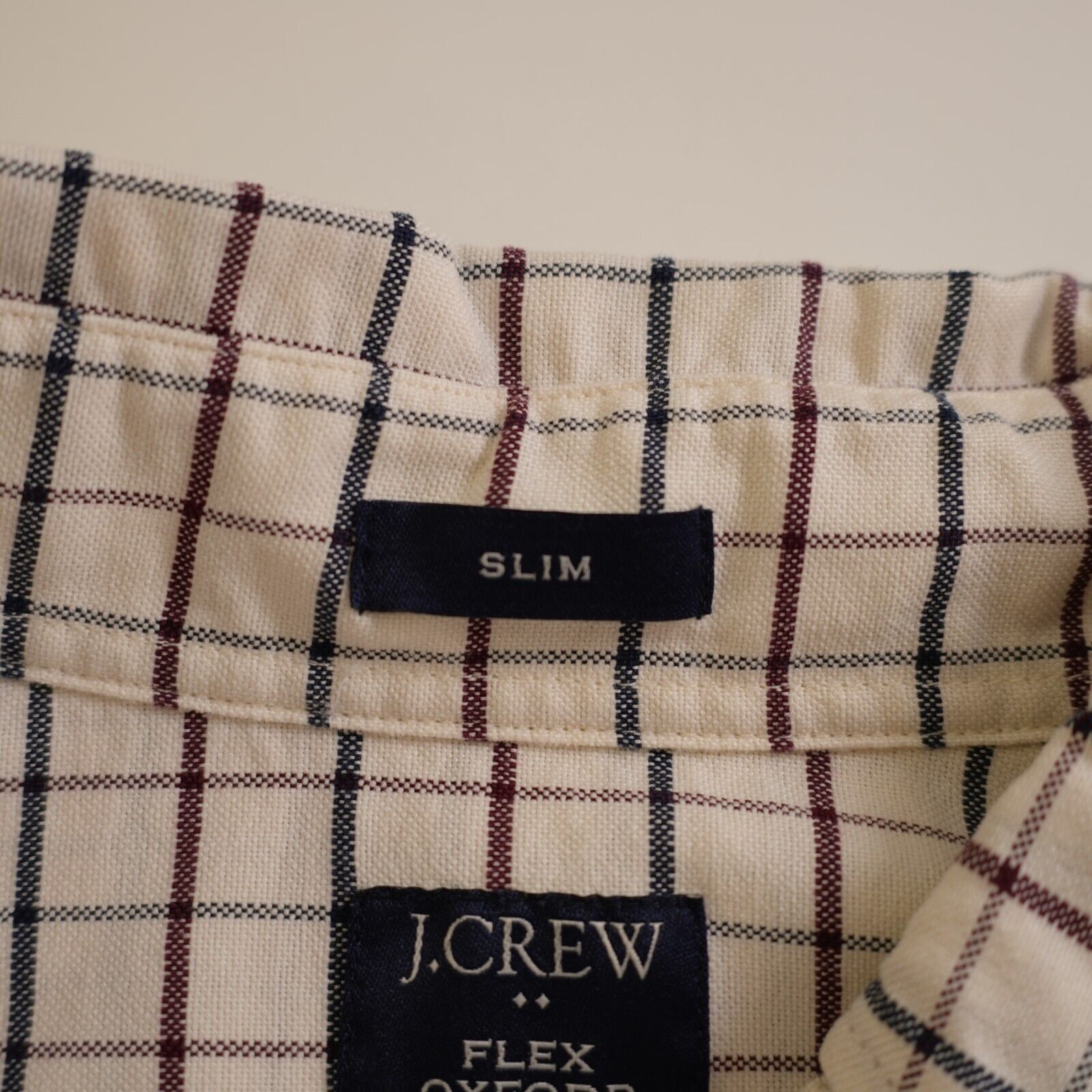 J.Crew J. Crew Flex Oxford Flannel Cotton Slim Cream Blue Red Check Size US L / EU 52-54 / 3 - 9 Thumbnail