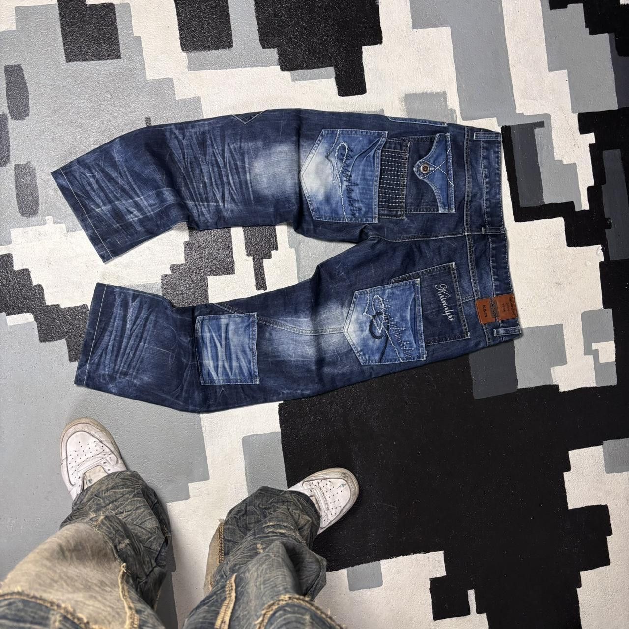 Japanese Brand × Vintage Japanese archive style embroidered patchwork jeans Size US 34 / EU 50 - 6 Thumbnail