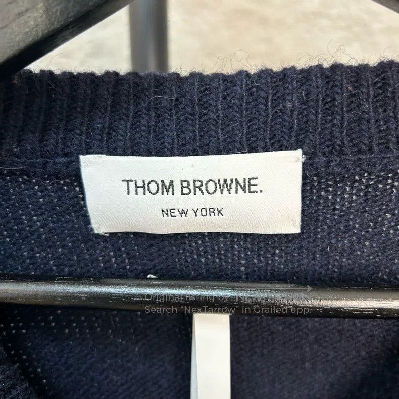 Thom Browne Thom Browne Dark Blue Wool and Mohair Sweater Size US M / EU 48-50 / 2 - 3 Thumbnail