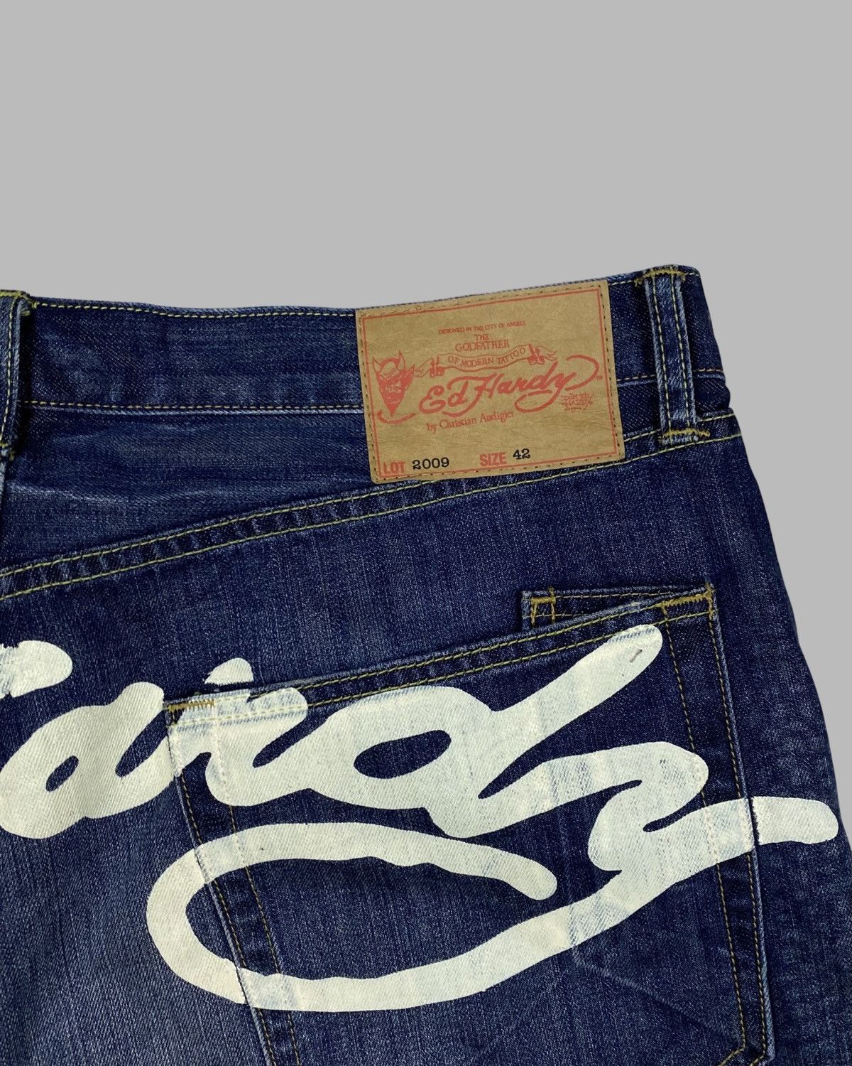 Christian Audigier Rare 00’s Ed hardy Rhinestone Dragon big logo Jeans Pants Size US 42 / EU 58 - 17 Thumbnail