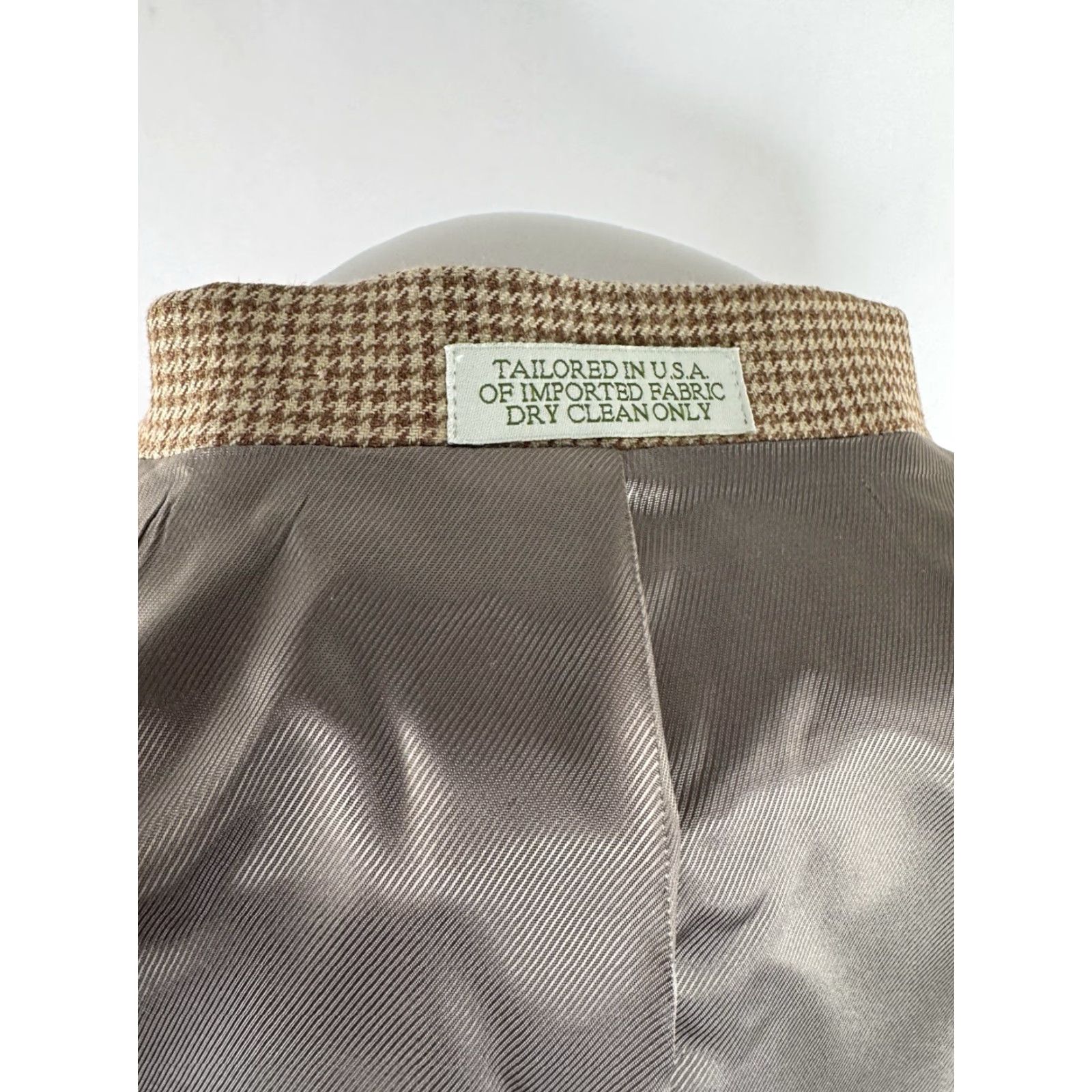 Orvis Orvis Blazer Jacket / Houndstooth Wool Linen Silk US 40 42 R - Brown Beige / Three-Button / Mens, Regular, Size 40 Size 40R - 6 Thumbnail
