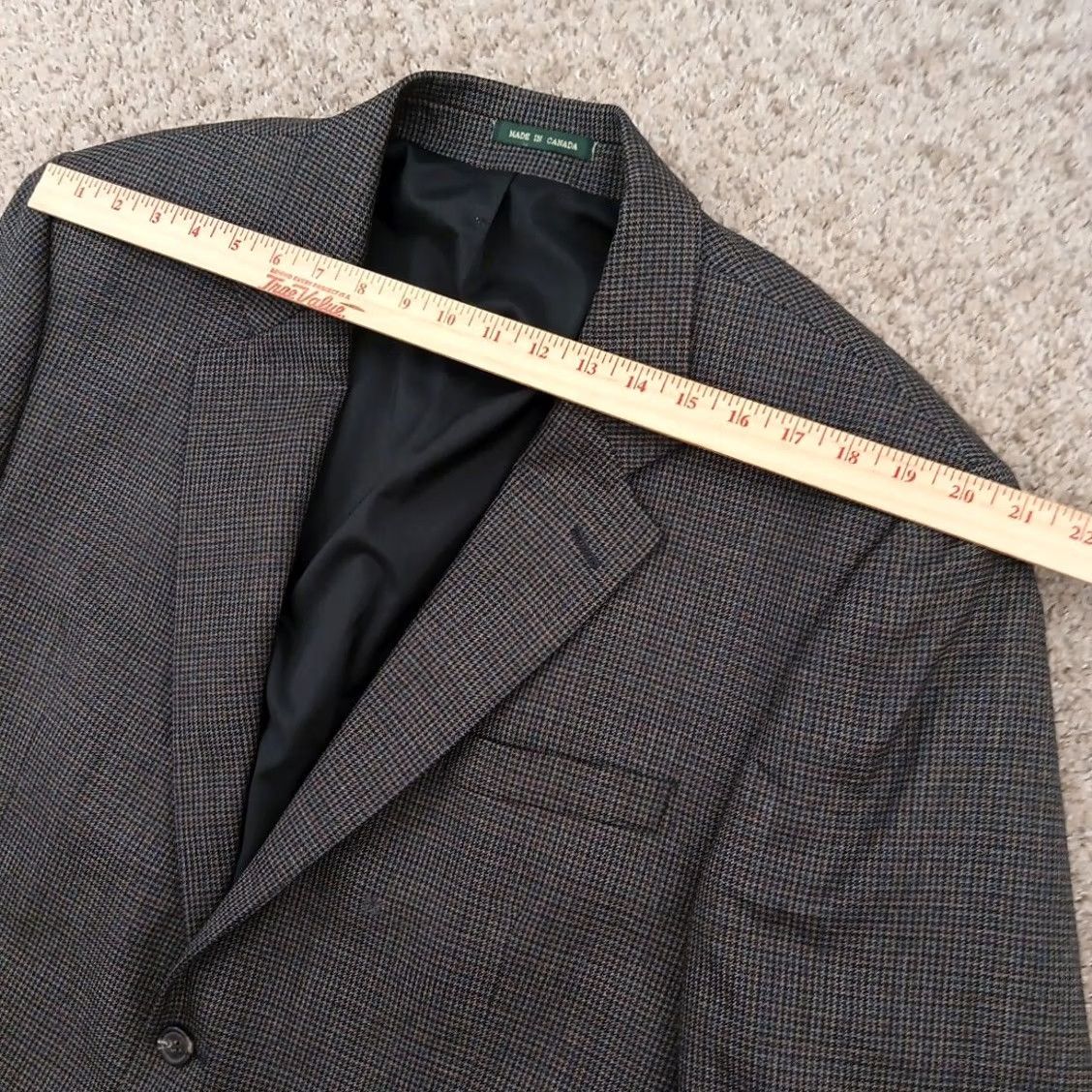Ralph Lauren Lauren Ralph Lauren Blazer Mens 46 Gray Plaid Wool Single-Breasted Two-Button Notch Lapel Vented 2 Piece Jacket Chest 46 Regular Wool Blazer Mens Mens Size 46R - 2 Thumbnail
