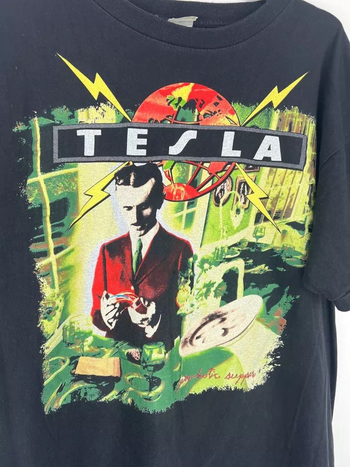 Vintage Vintage Tesla Psychotic European Tour 1991 t shirt size L Size US L / EU 52-54 / 3 - 2 Thumbnail